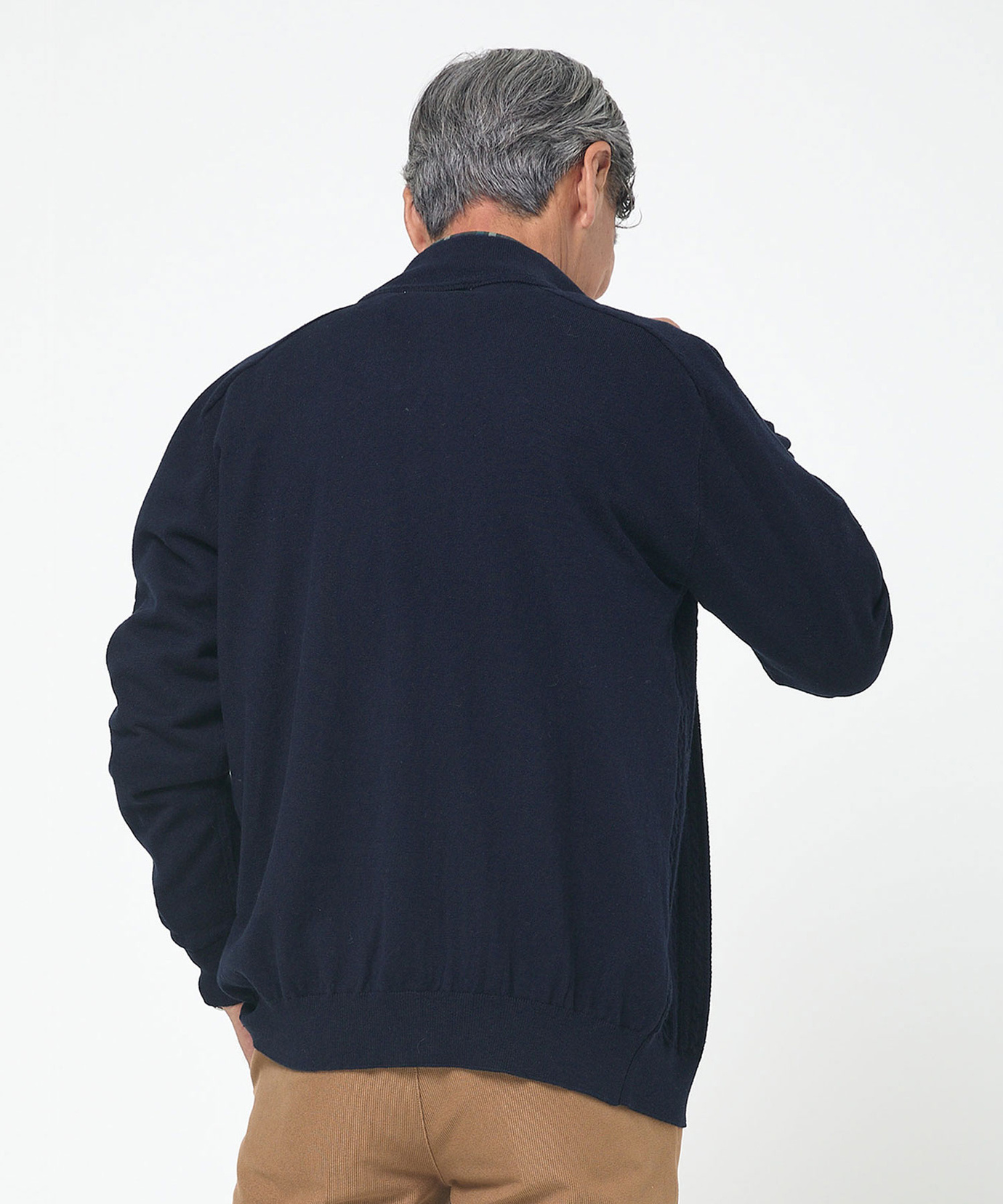 メンズ ケーブル柄 フルジップ カーディガン通販 [1603-55301