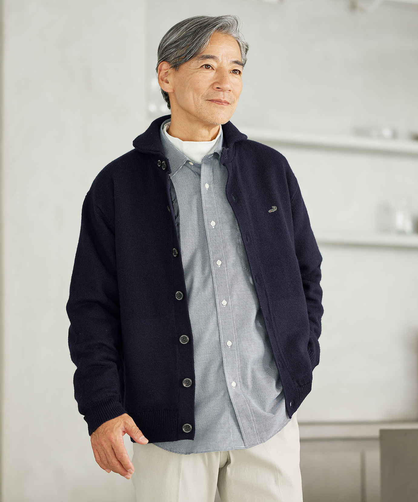 メンズ ウールブレンド 裏付き カーディガン通販 [1603-57302