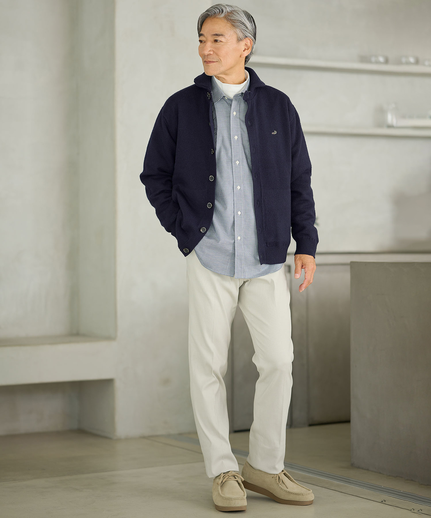 メンズ ウールブレンド 裏付き カーディガン通販 [1603-57302