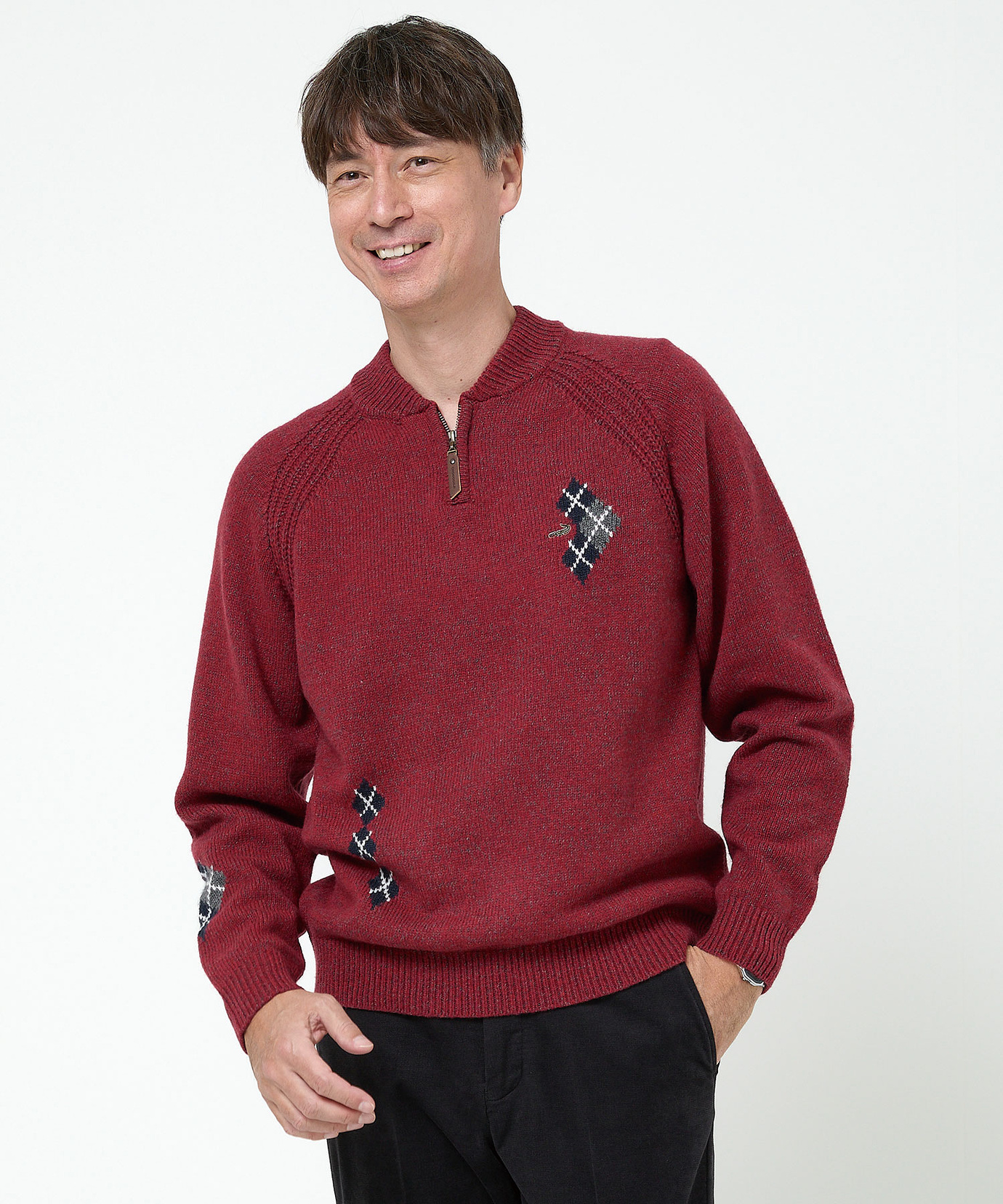 メンズ ハーフジップ 配色 ニット通販 [1603-57303] - クロコダイル