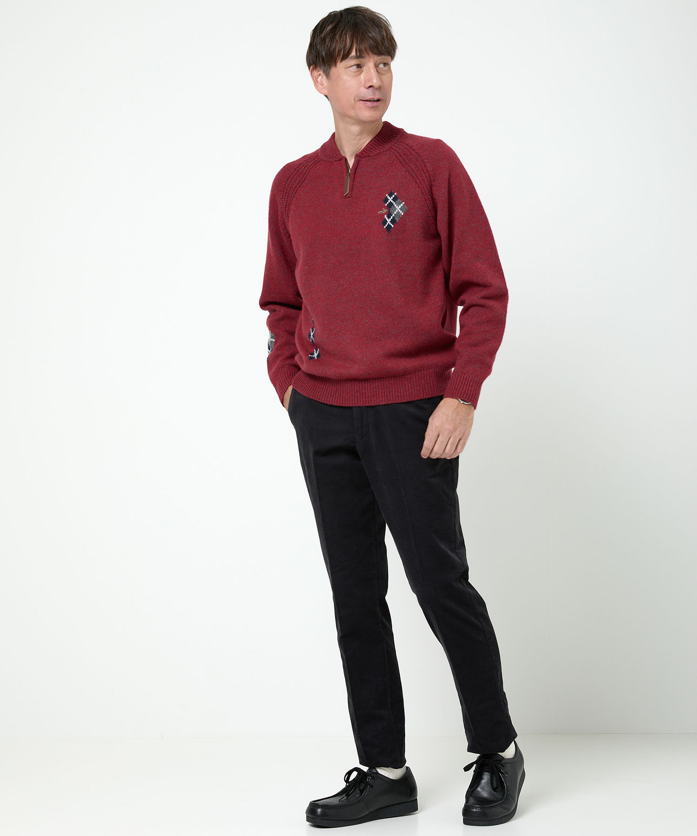 メンズ ハーフジップ 配色 ニット通販 [1603-57303] - クロコダイル