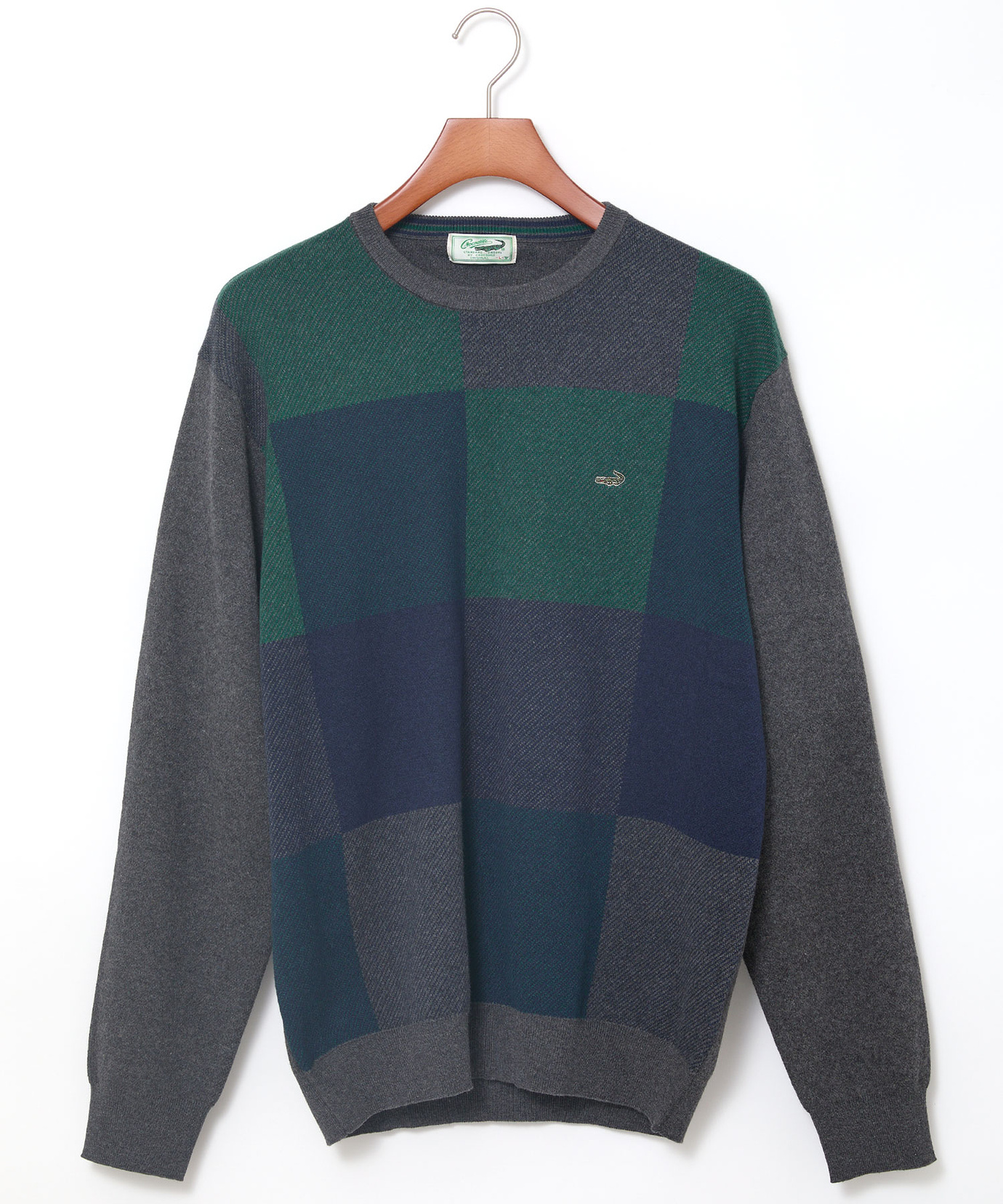 メンズ カシミヤブレンド ブロックチェック ニット【手洗いOK】通販