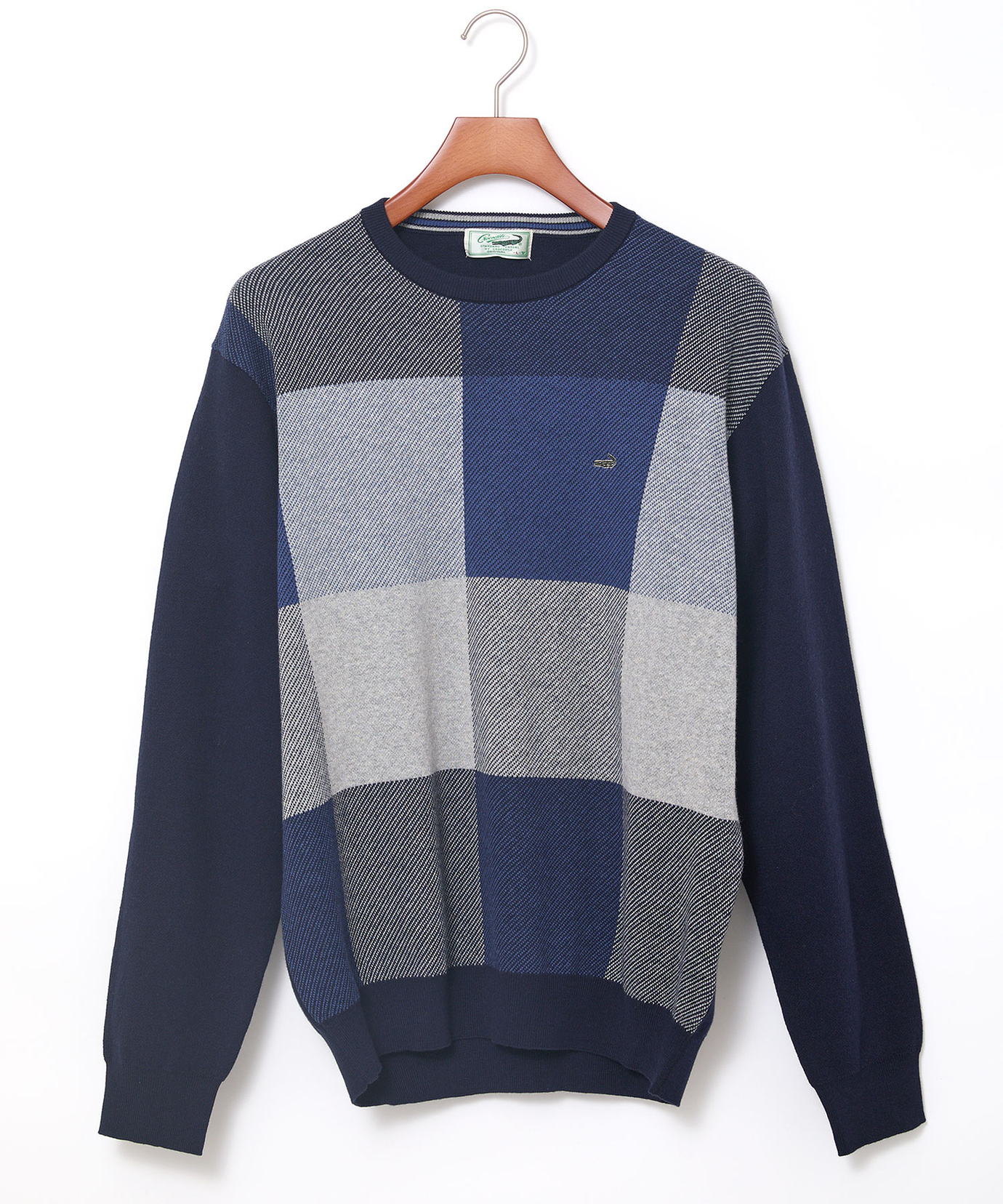 メンズ カシミヤブレンド ブロックチェック ニット【手洗いOK】通販