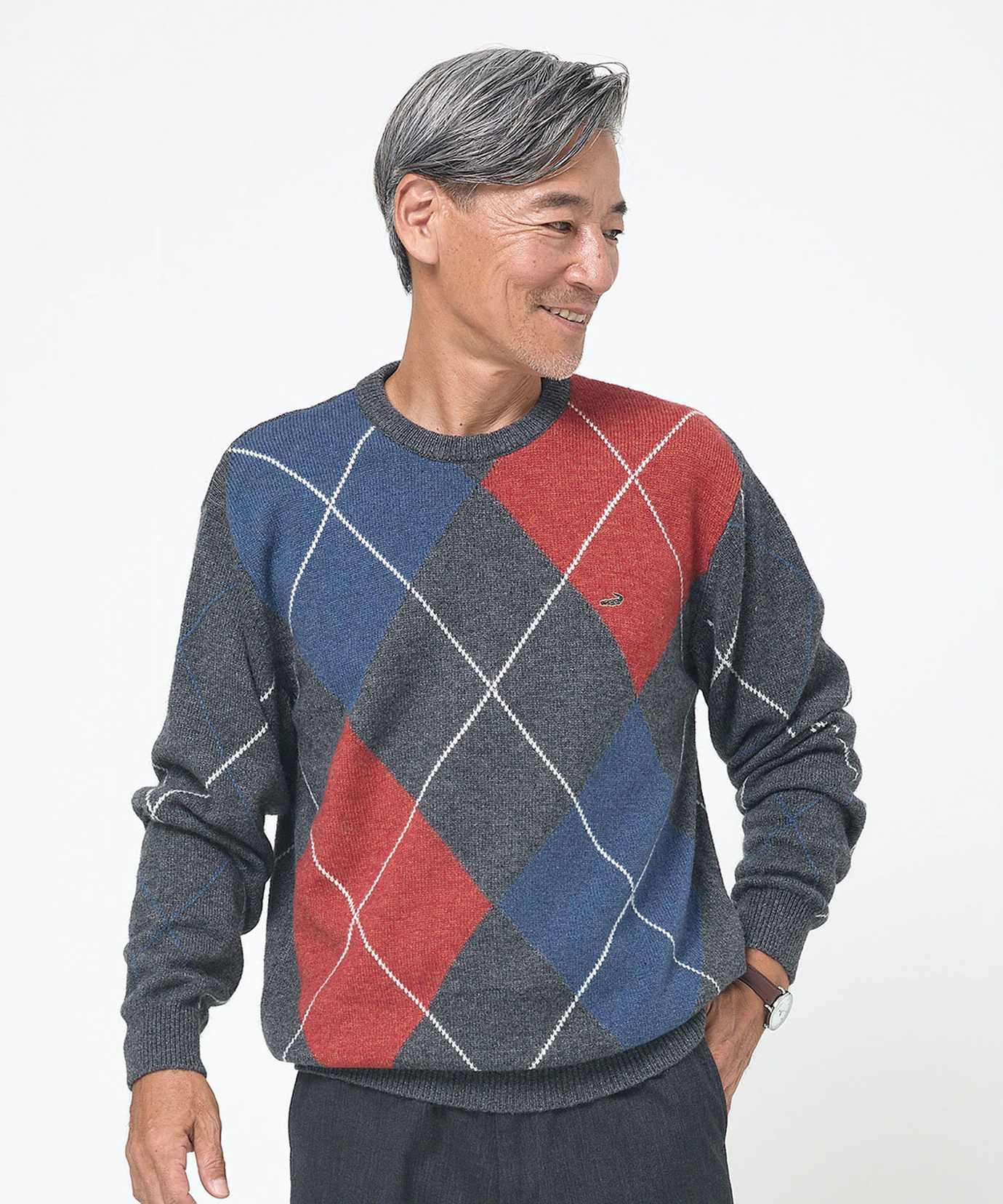 メンズ ウールブレンド アーガイル柄 ニット【手洗いOK】通販 [1603