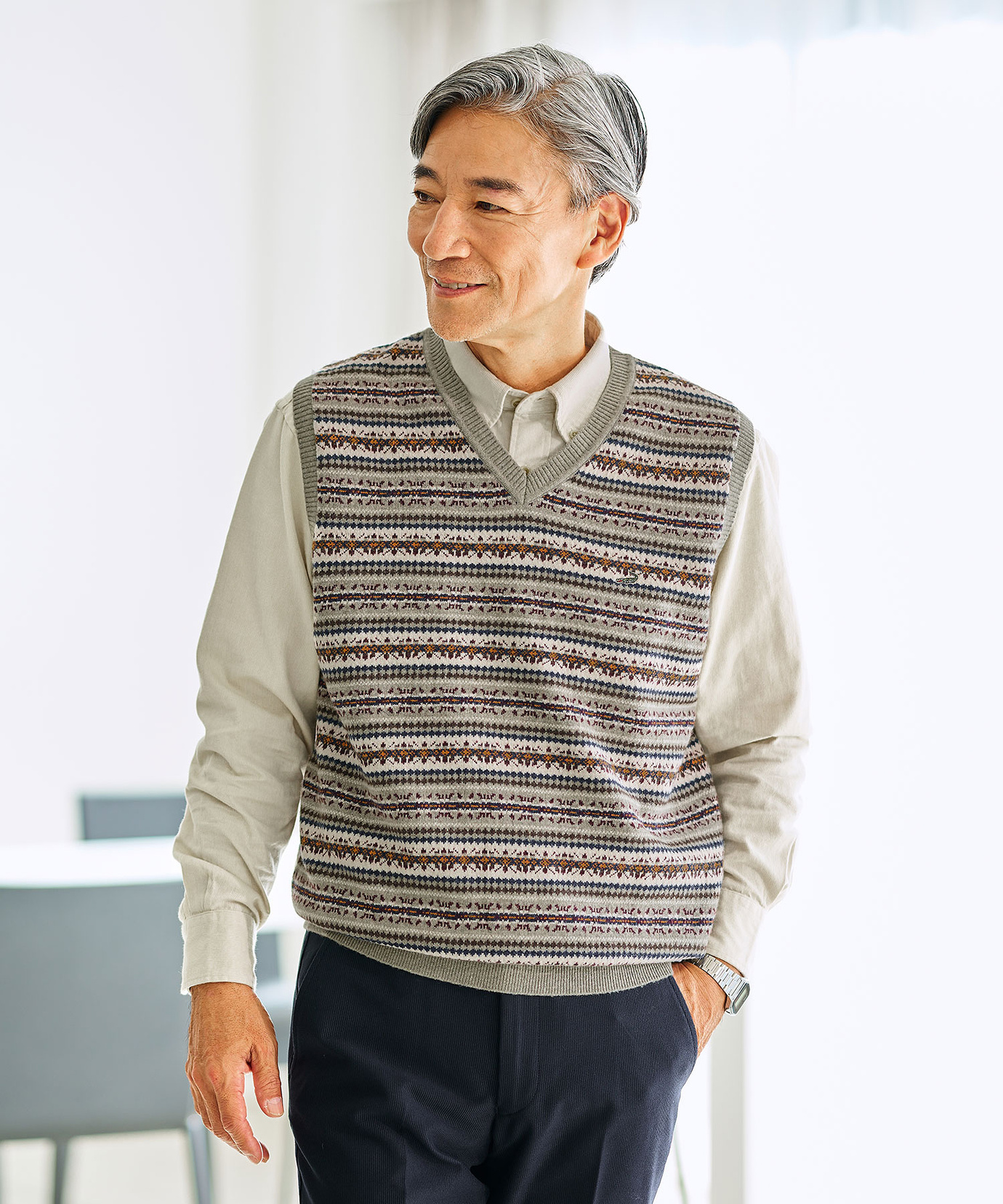 ベスト Ezick ベスト ジレ Pinstripe ベルトツキジレベスト/setup対応