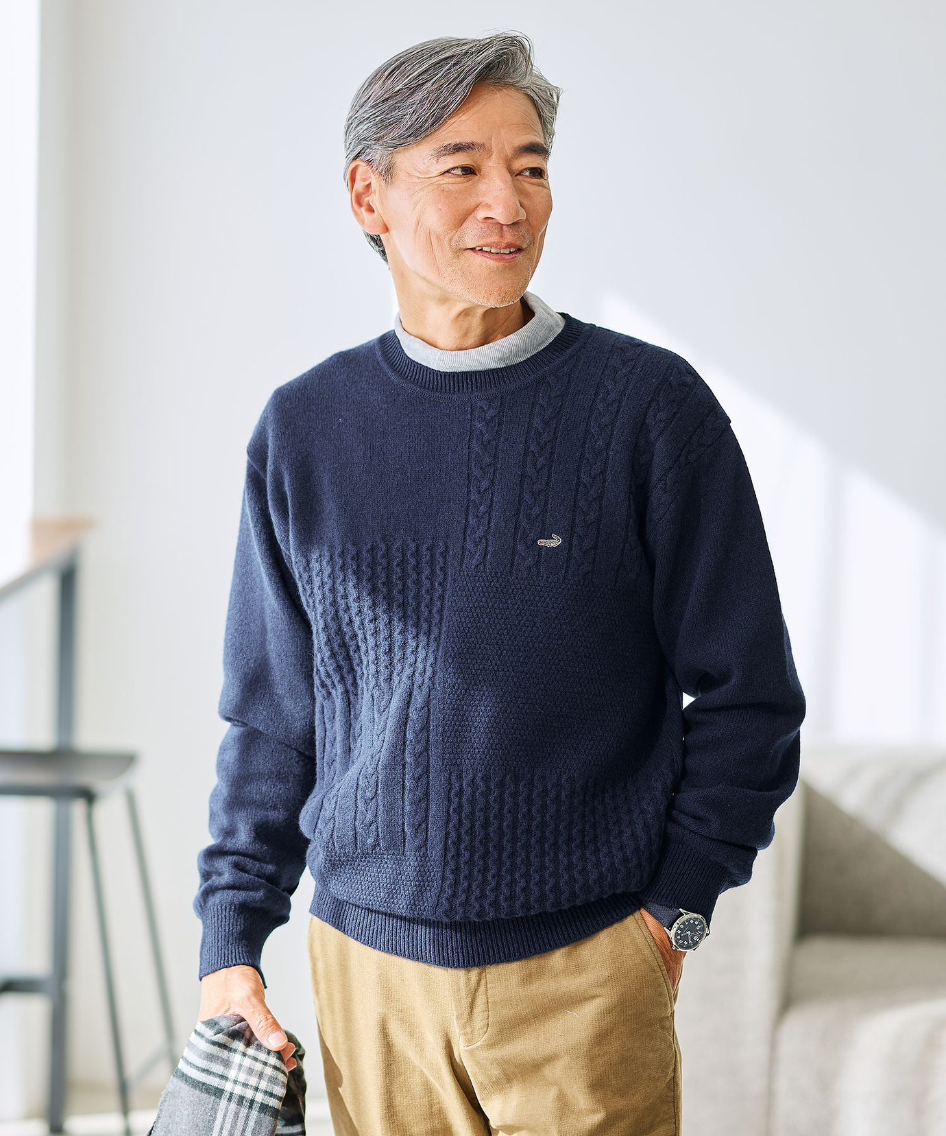 メンズ ラムウール マルチパターン ニット通販 [1603-57309