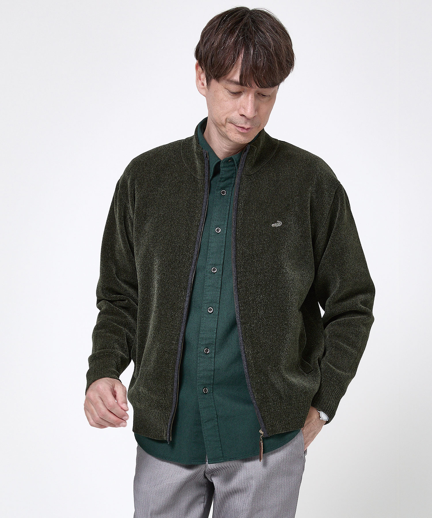 メンズ モールニット フルジップ ブルゾン通販 [1603-58302