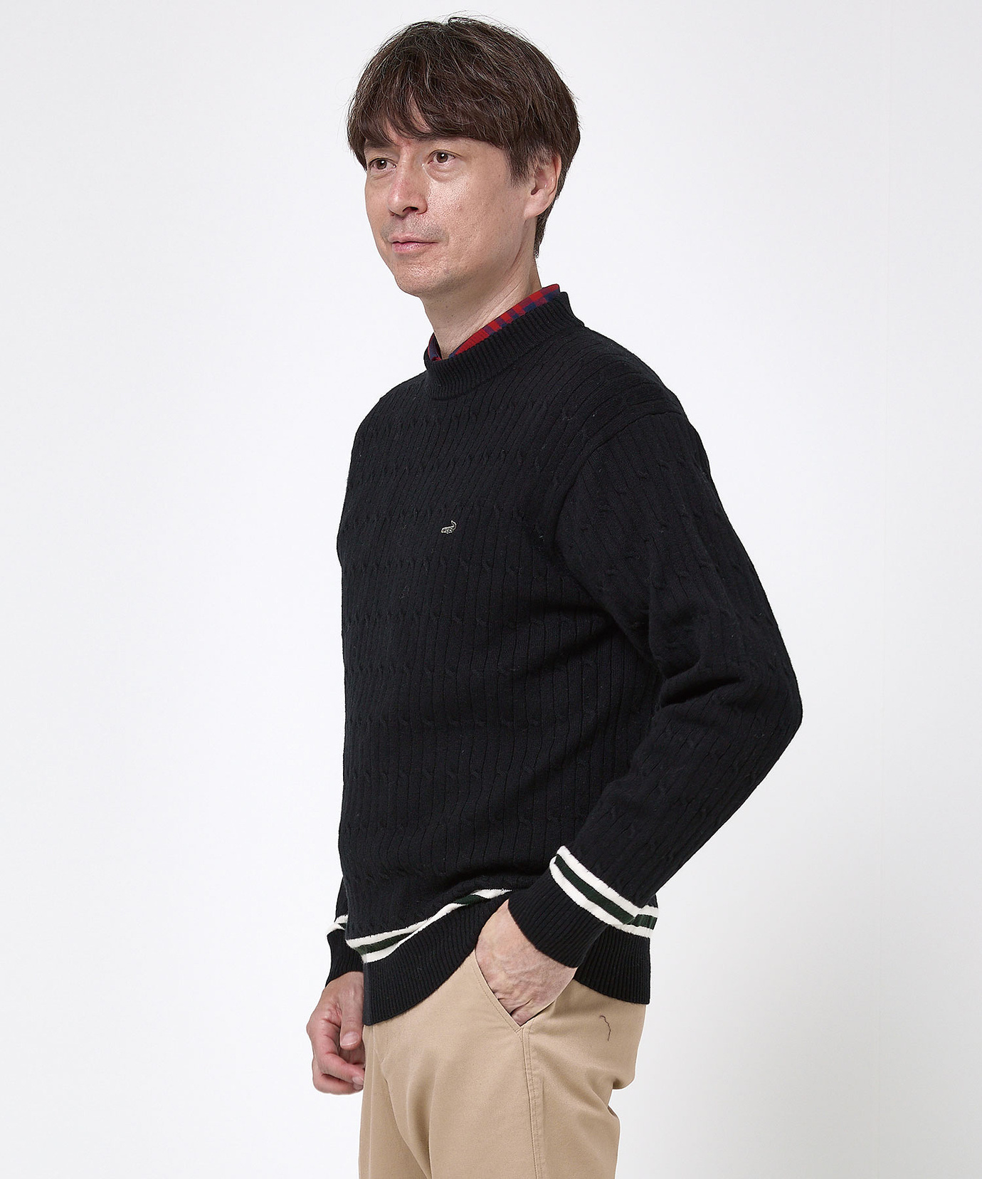 Black&White セーター　タグ付き新品　定価19800円 メンズ ウールブレンド ケーブル柄 ニット【手洗いOK】通販 [1603