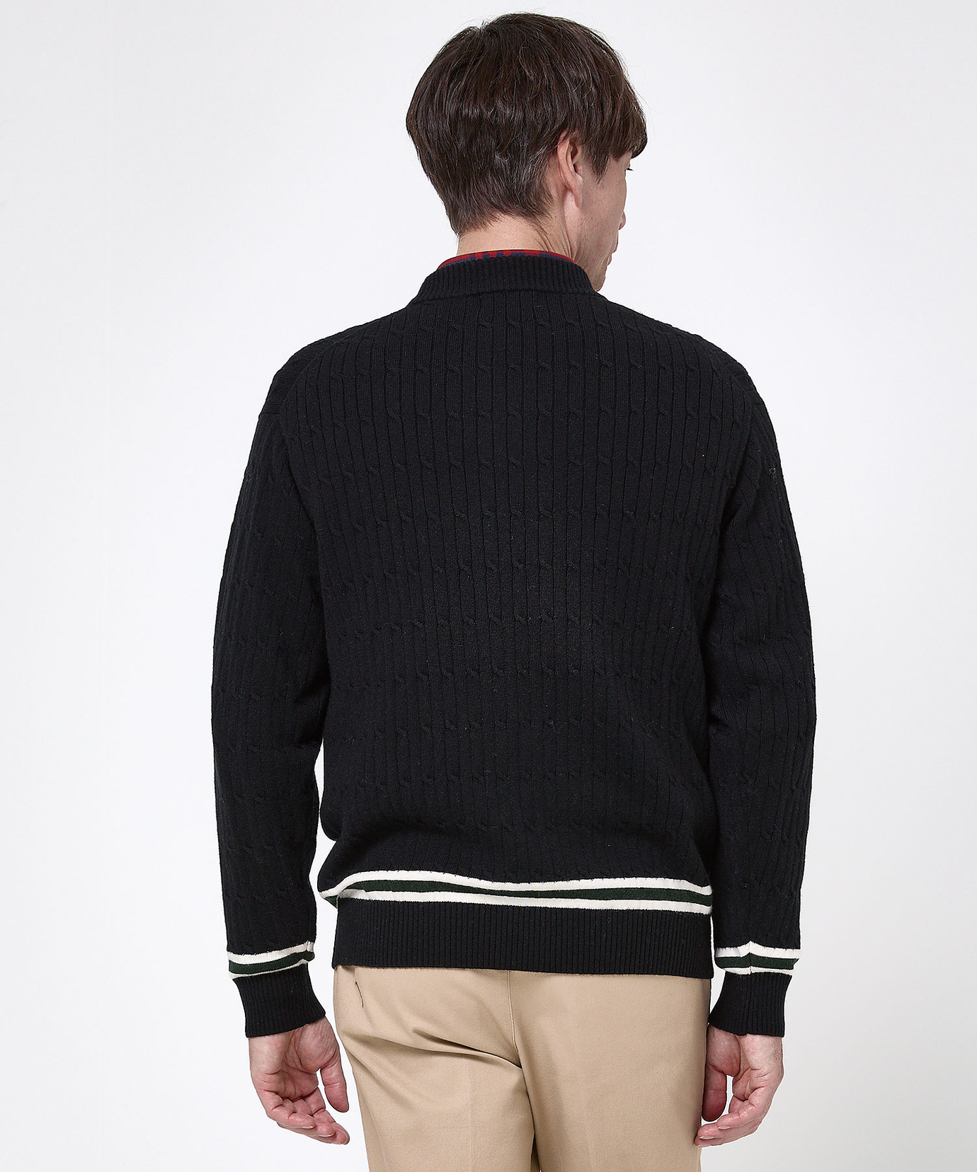 メンズ ウールブレンド ケーブル柄 ニット【手洗いOK】通販 [1603