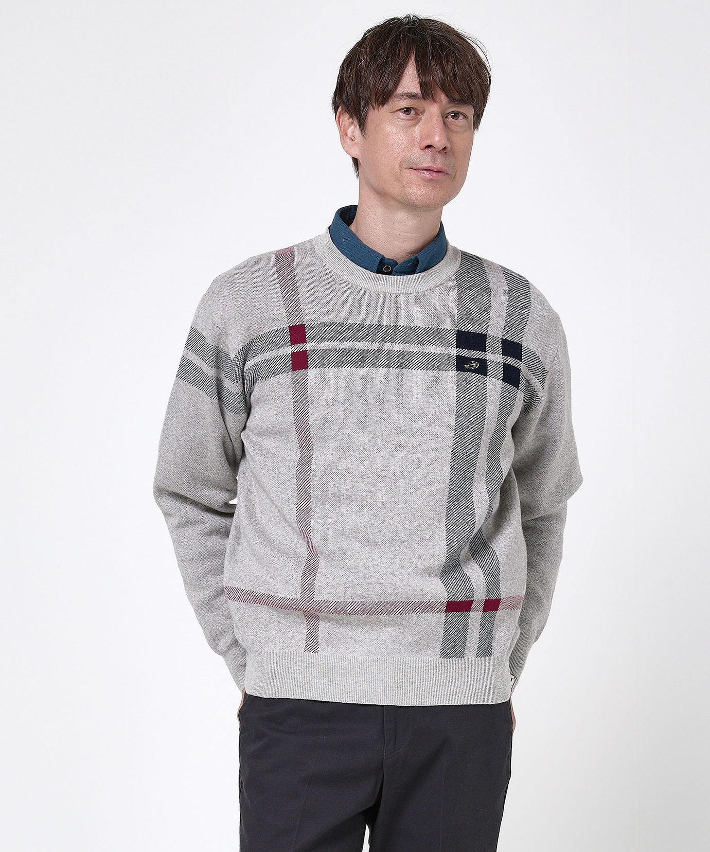 メンズ カシミヤブレンド チェック柄 ニット【手洗いOK】通販 [1603
