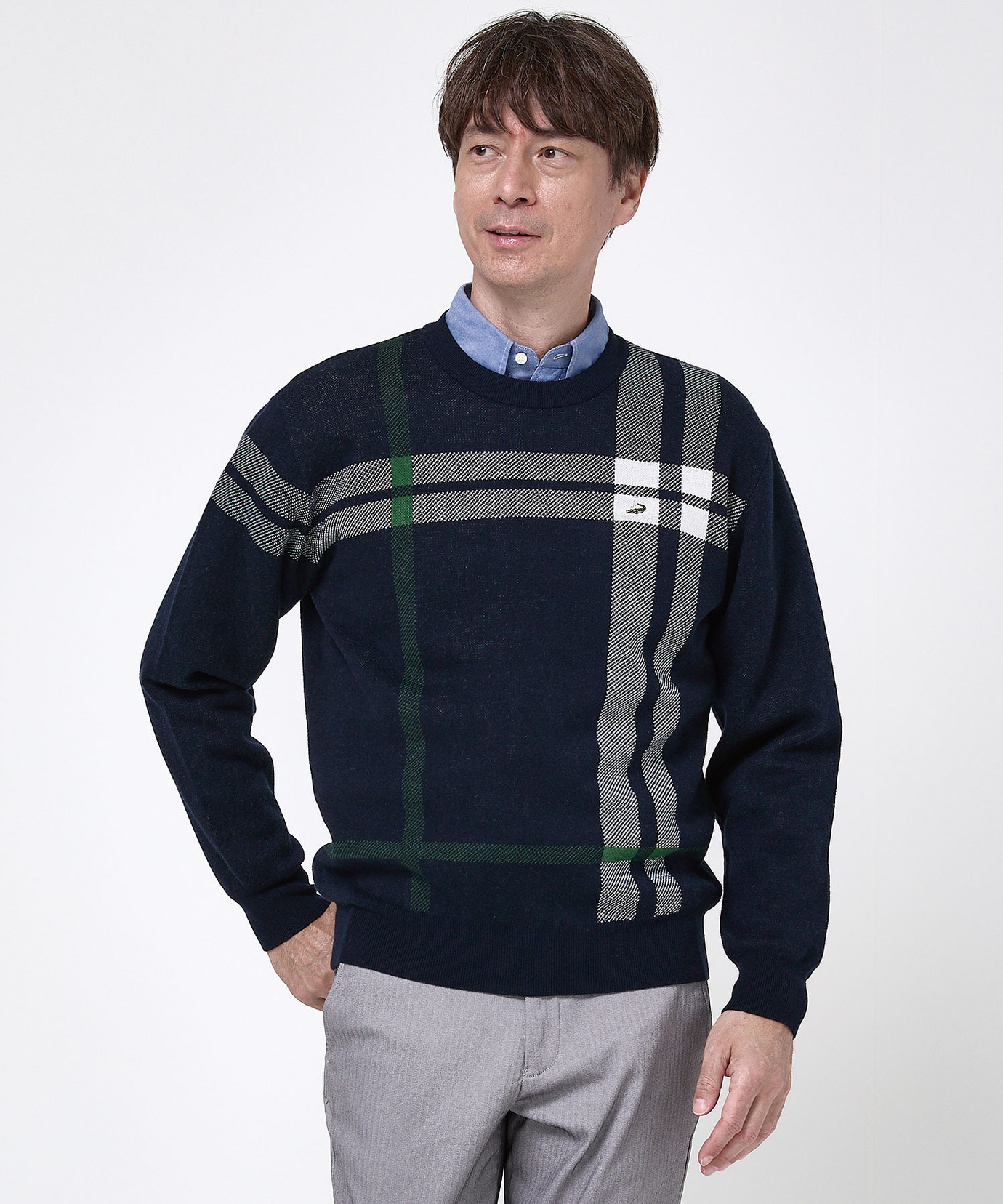 メンズ カシミヤブレンド チェック柄 ニット【手洗いOK】通販 [1603