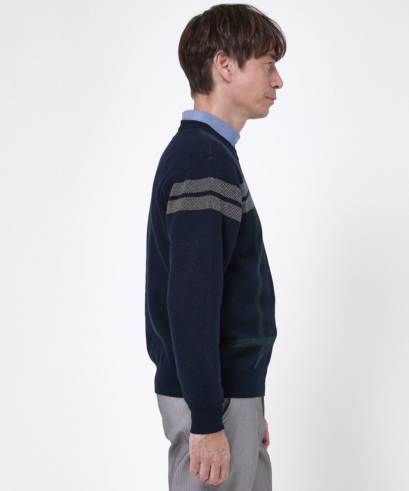 メンズ カシミヤブレンド チェック柄 ニット【手洗いOK】通販 [1603