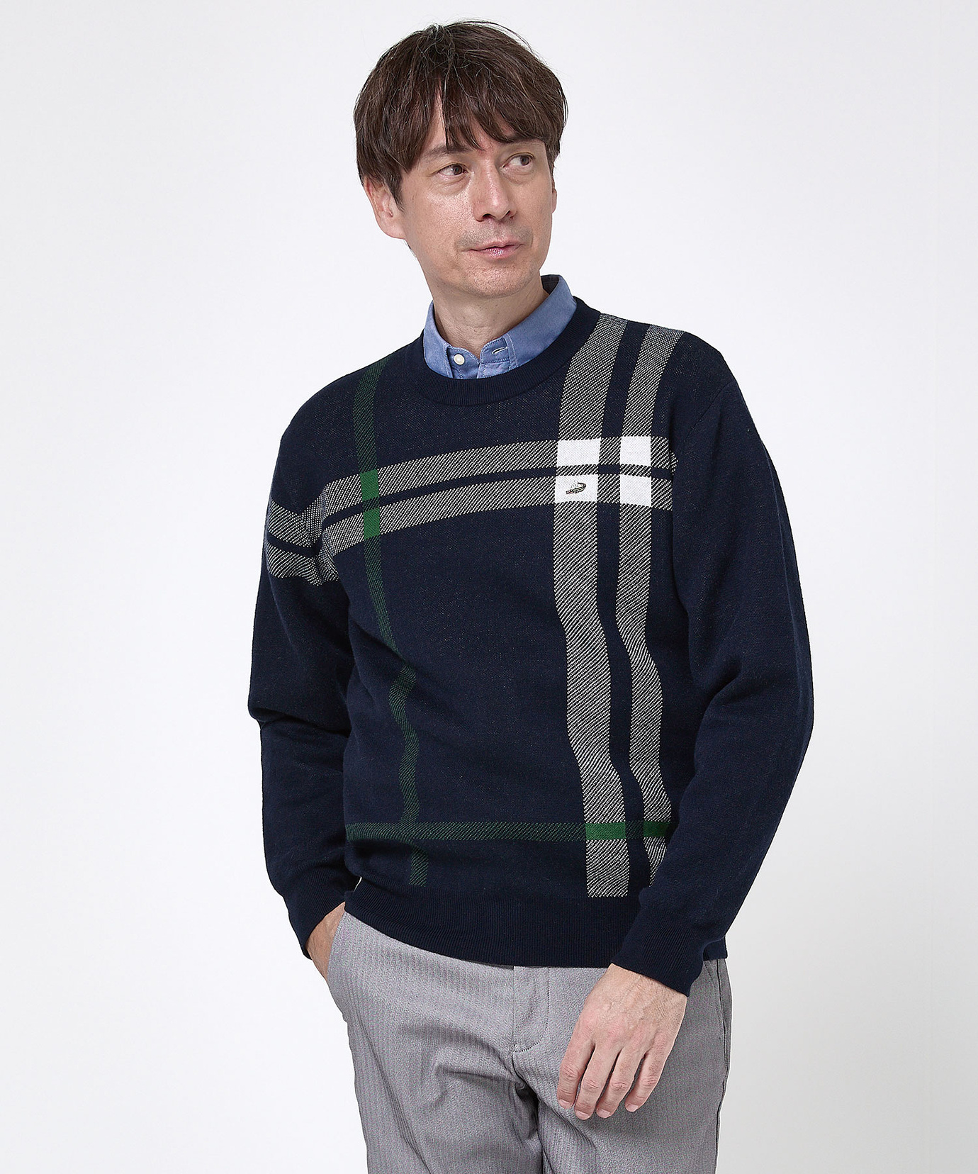 メンズ カシミヤブレンド チェック柄 ニット【手洗いOK】通販 [1603