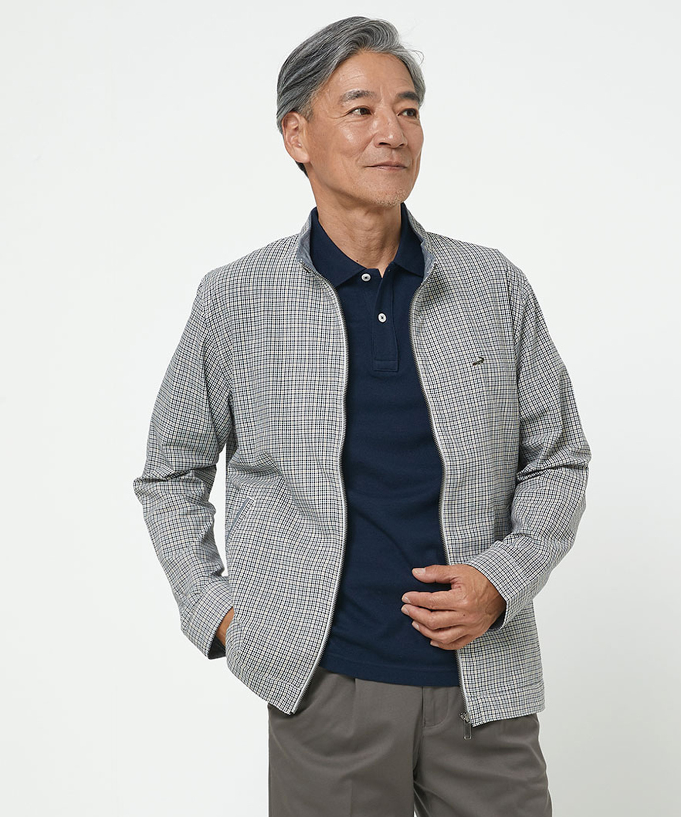 メンズ クロコダイルタータン サッカー素材 ブルゾン【手洗いOK】通販