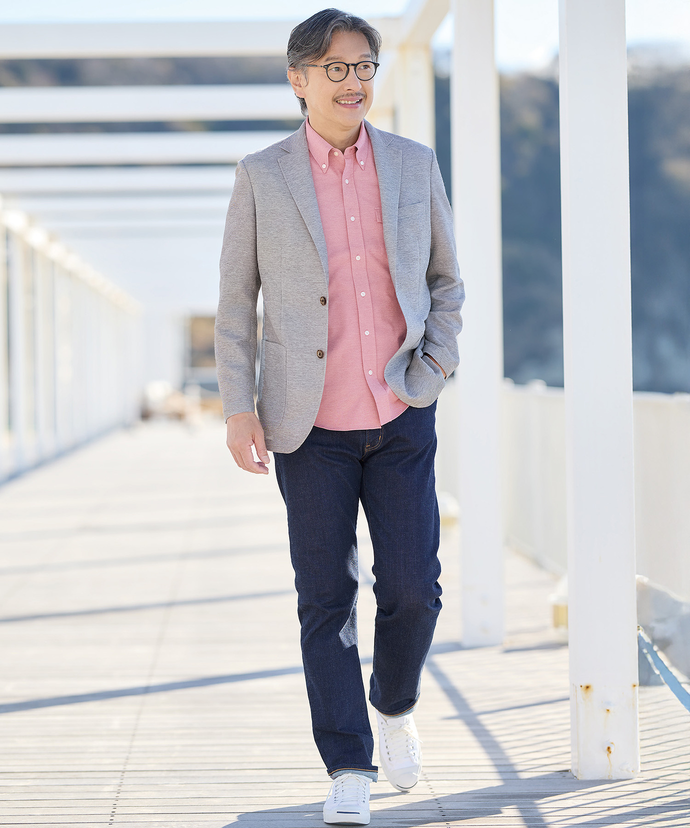 【新品未使用】PICONE フード付き　ライトグレー　ジャケット メンズ カラミ メッシュ調 ジャケット通販 [1604-53405