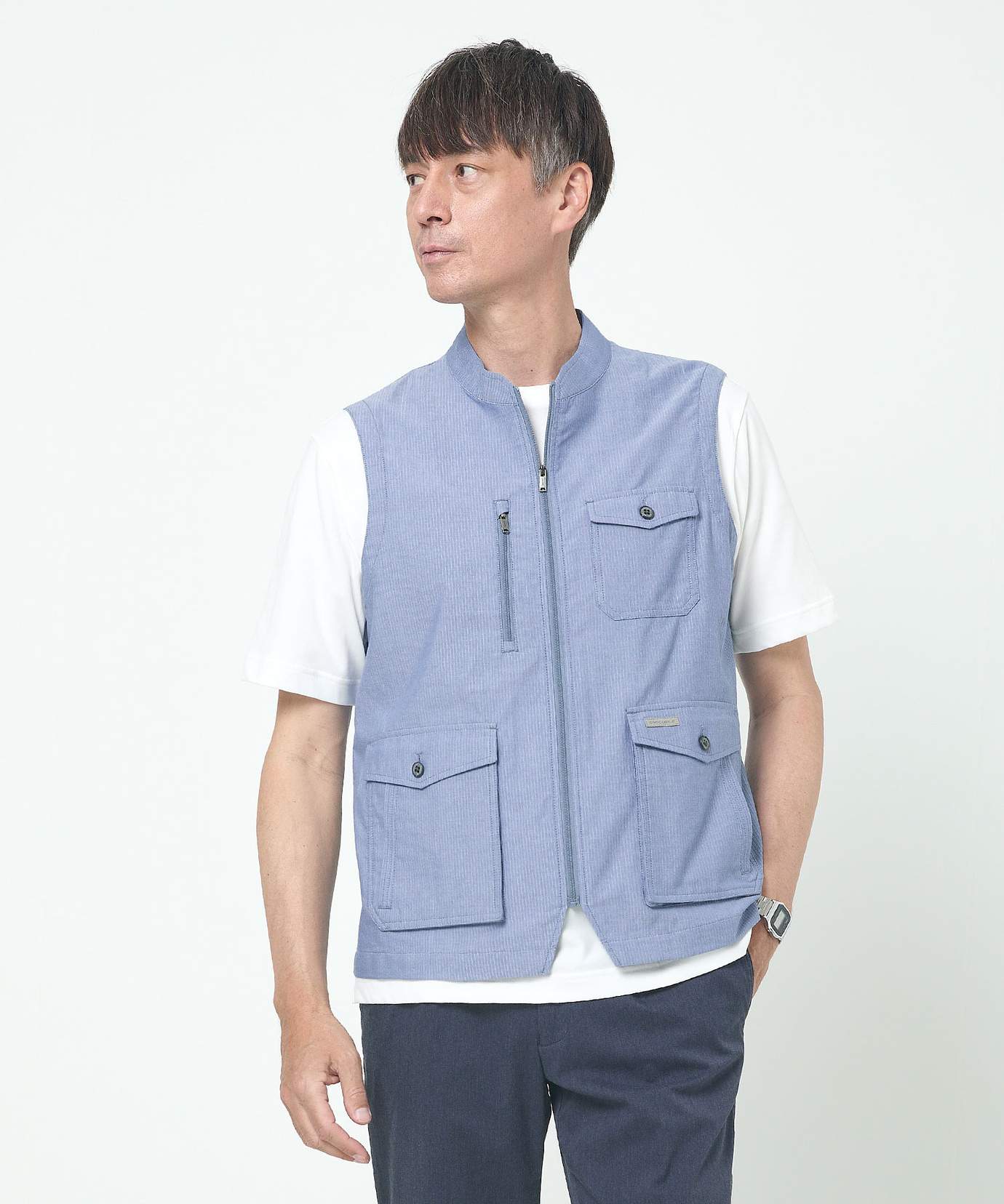 メンズ ドビー生地 マルチポケット ベスト【吸汗速乾】通販 [1604