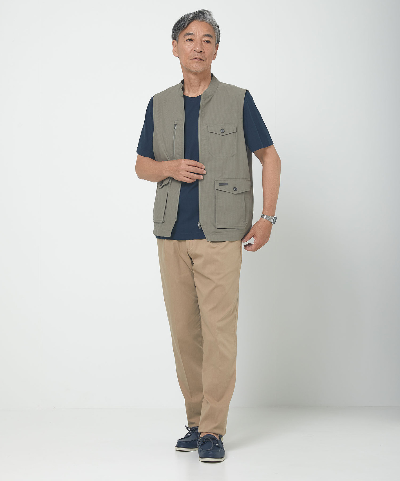 メンズ ドビー生地 マルチポケット ベスト【吸汗速乾】通販 [1604