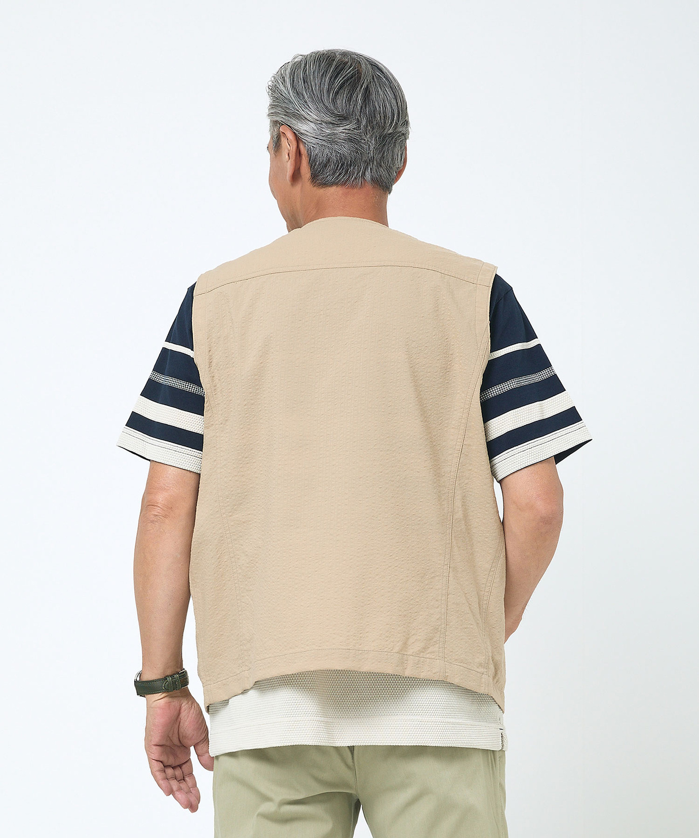 TRIBU-TO ベスト M ベージュ メンズ シアサッカー ベスト【吸汗速乾】通販 [1604-53410