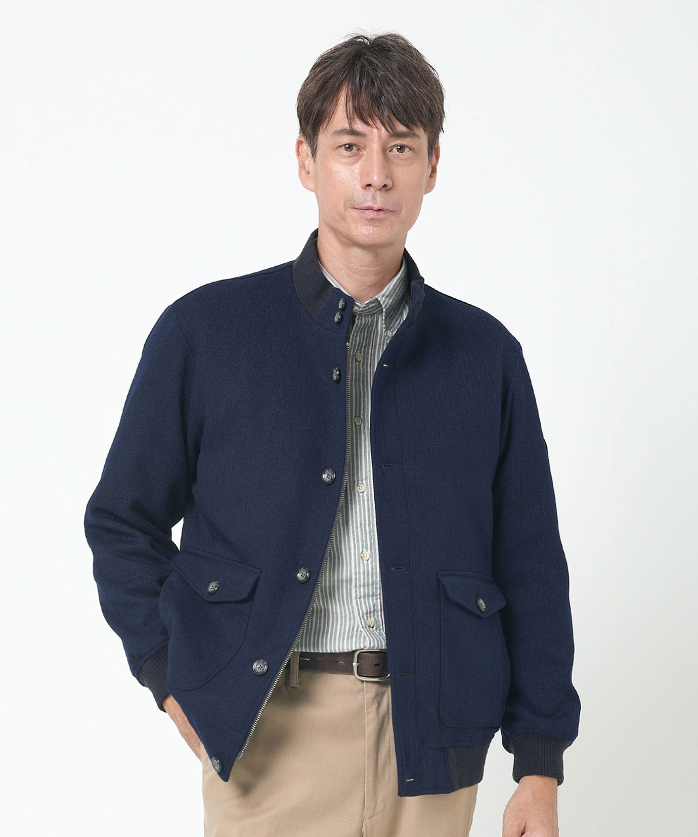 新品未使用　クロコダイル　中綿ジャケット　ネイビー メンズ クロコダイルタータン 中綿 ブルゾン通販 [1604-57401