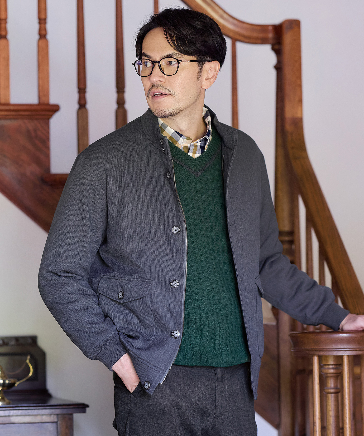 メンズ クロコダイルタータン 中綿 ブルゾン通販 [1604-57401