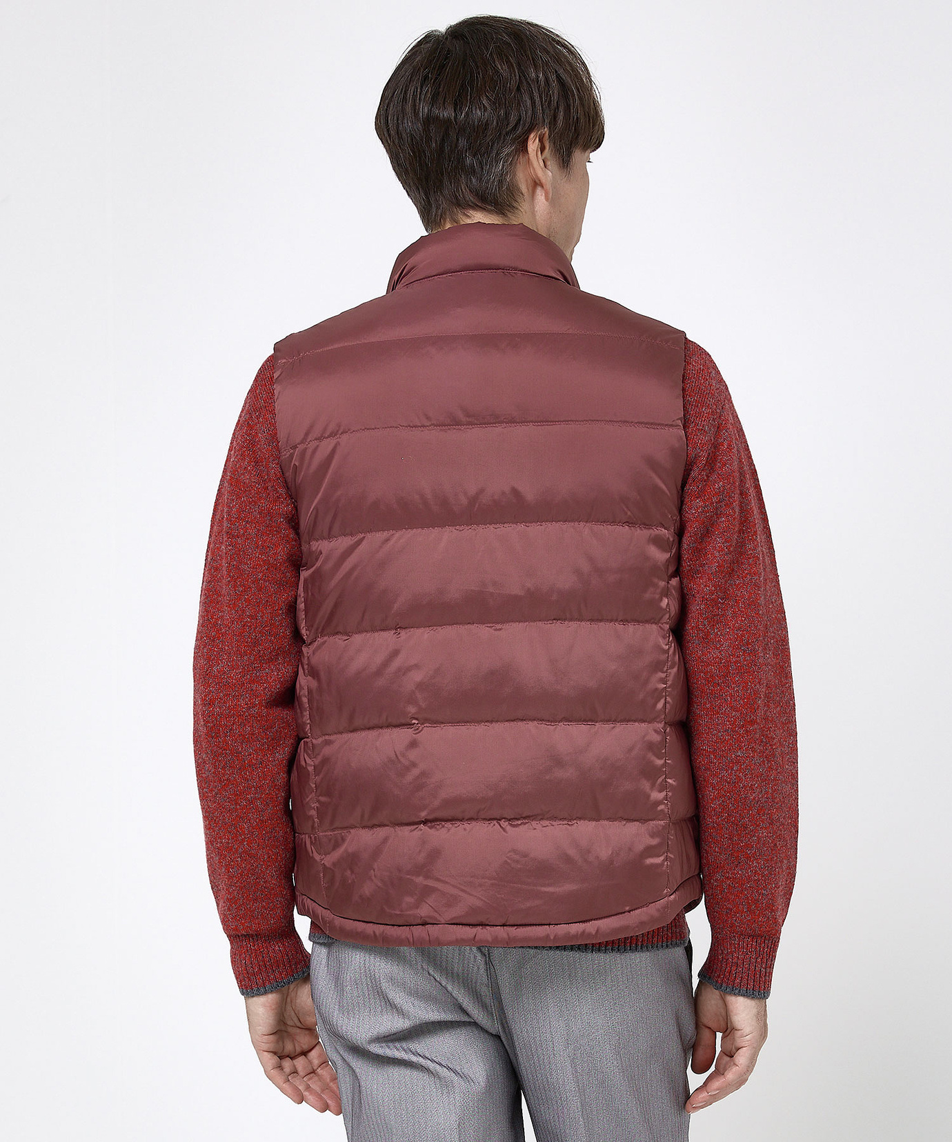 PAPAS パパス　MAN ダークブラウンのキルティングダウンベスト パパス ダウンベスト ナイロンタフタ キルティングダウンベスト【PAPAS