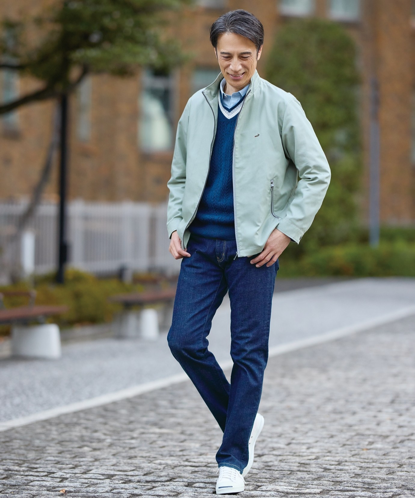 メンズ シャンブレーツイル ジップ ブルゾン【吸汗速乾】通販 [1604