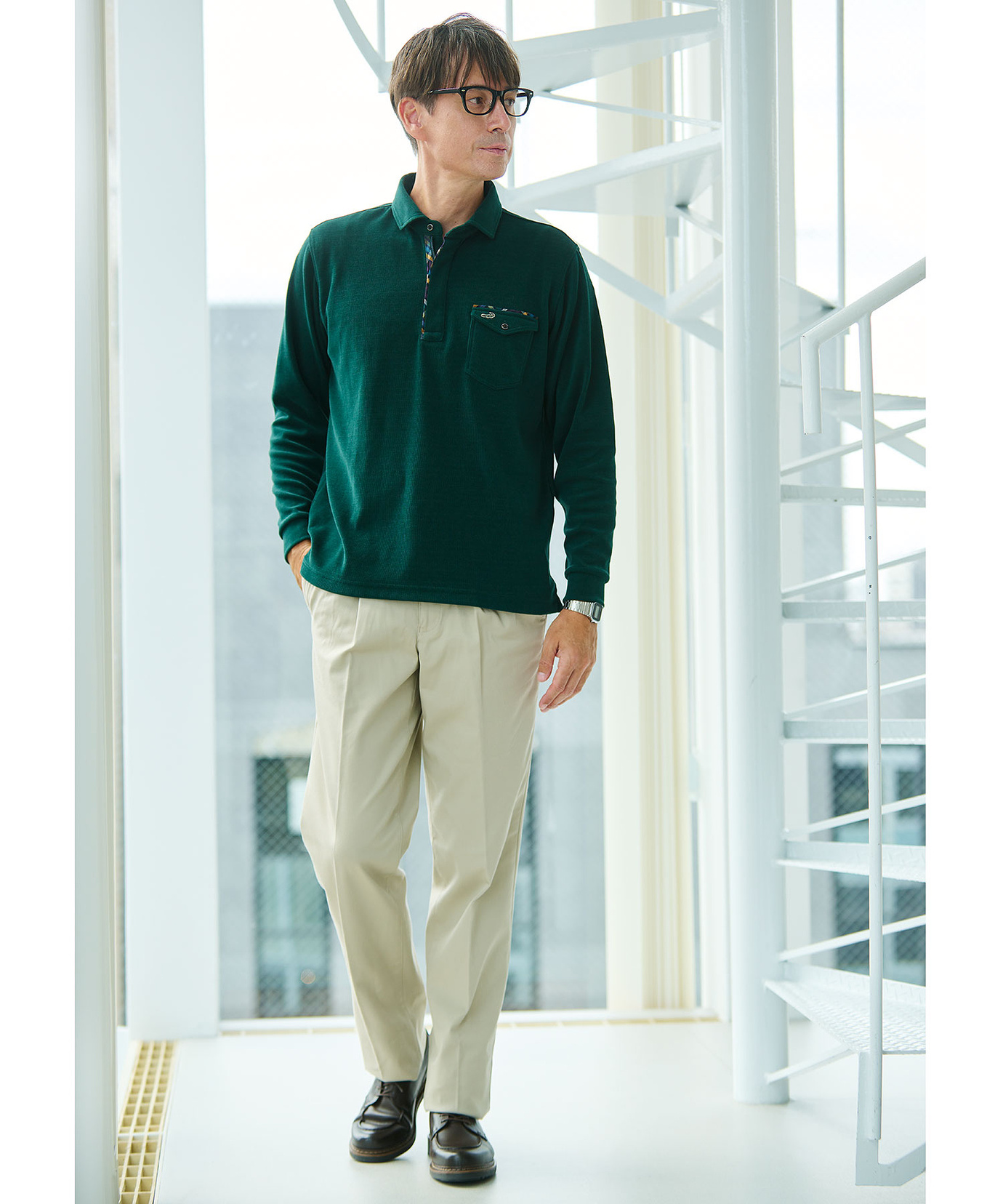 メンズ 【ベストセラー】ストレッチ 2タック チノパンツ【シワになり