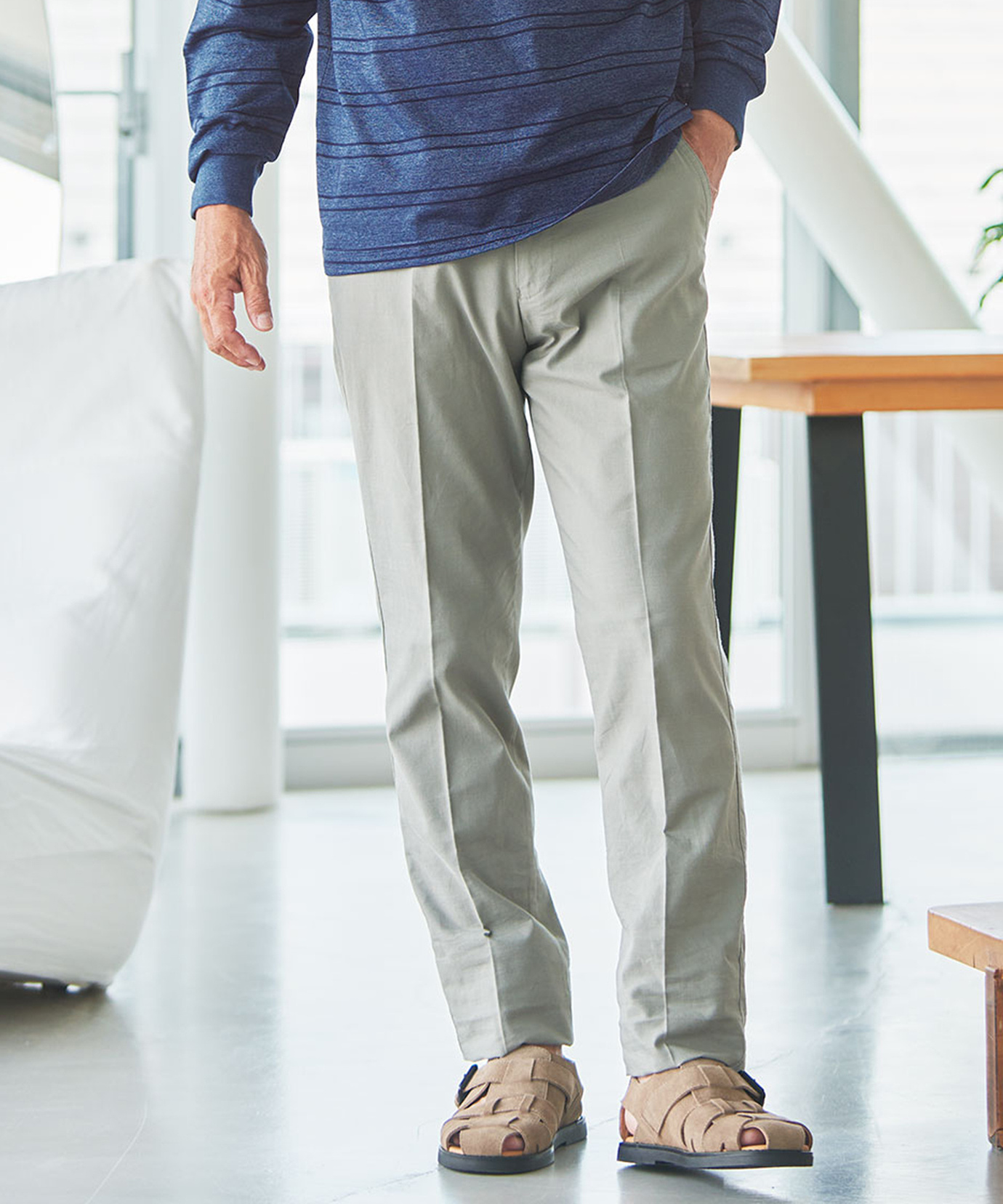 メンズ スラブボイル ストレッチ パンツ通販 [1605-53505