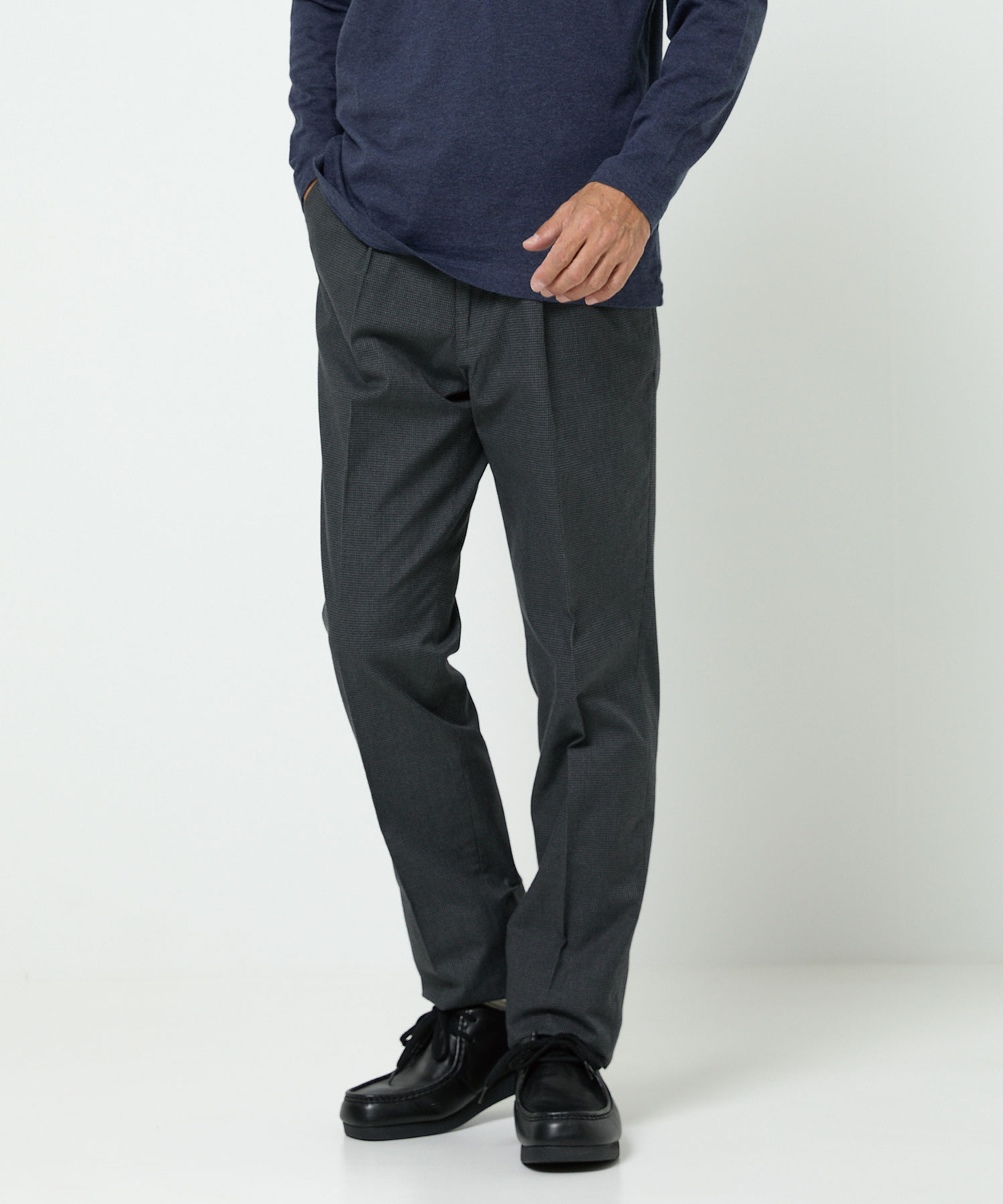 メンズ 千鳥柄 微起毛 タックパンツ通販 [1605-55504] - クロコダイル