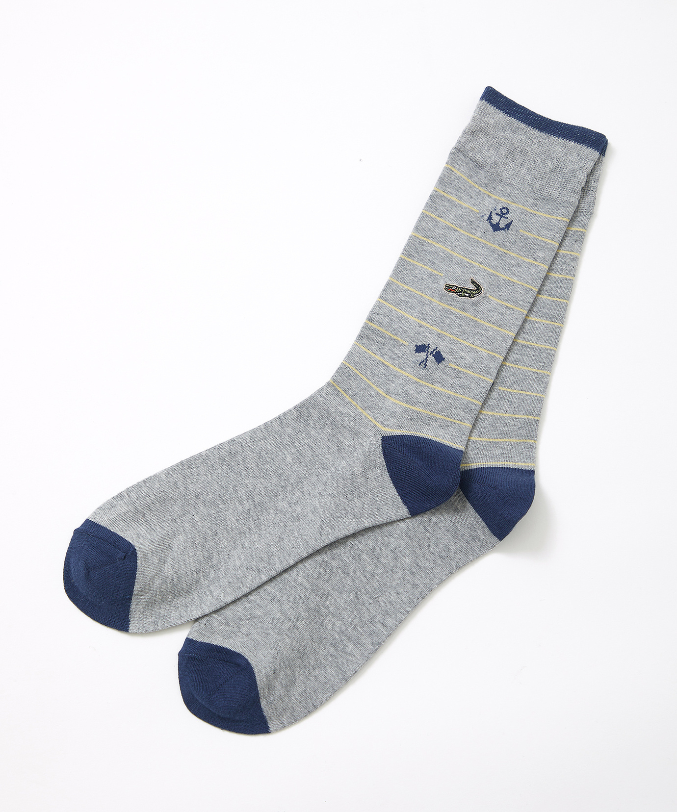 メンズ マリンモチーフ 細ライン ソックス通販 [1607-41702