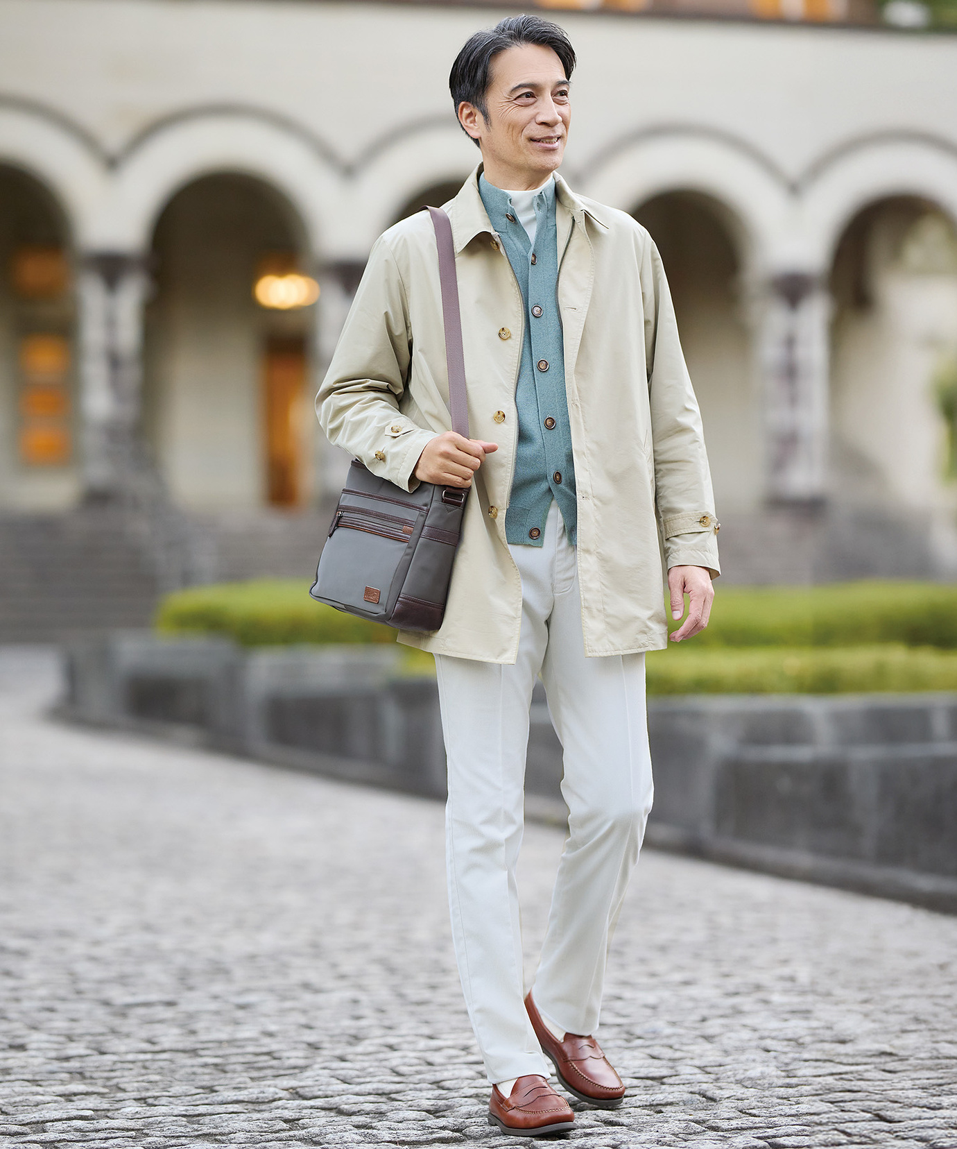 メンズ ナイロン フロントポケット ショルダーバッグ通販 [1608-61803