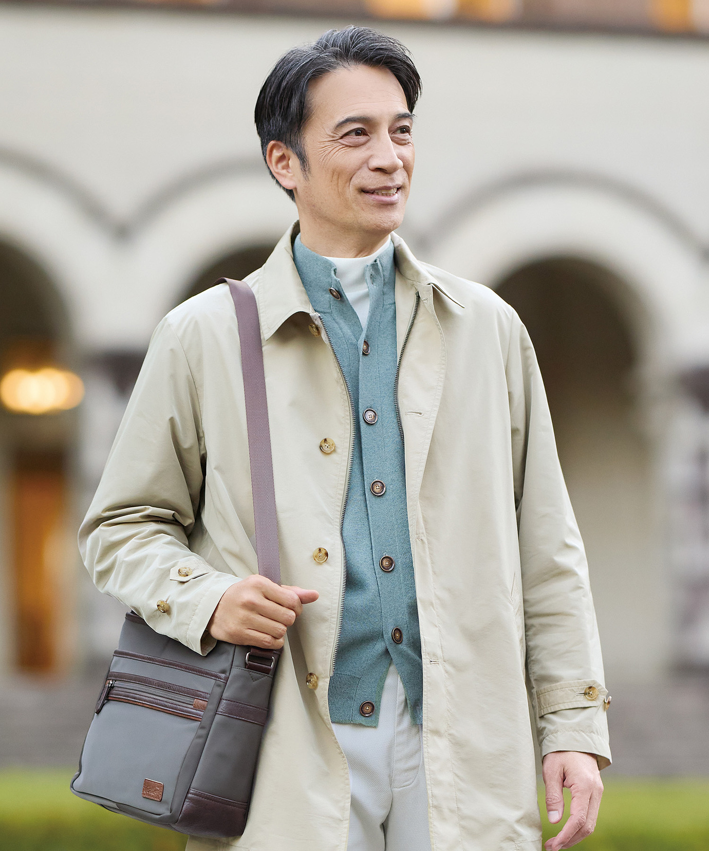 メンズ ナイロン フロントポケット ショルダーバッグ通販 [1608-61803