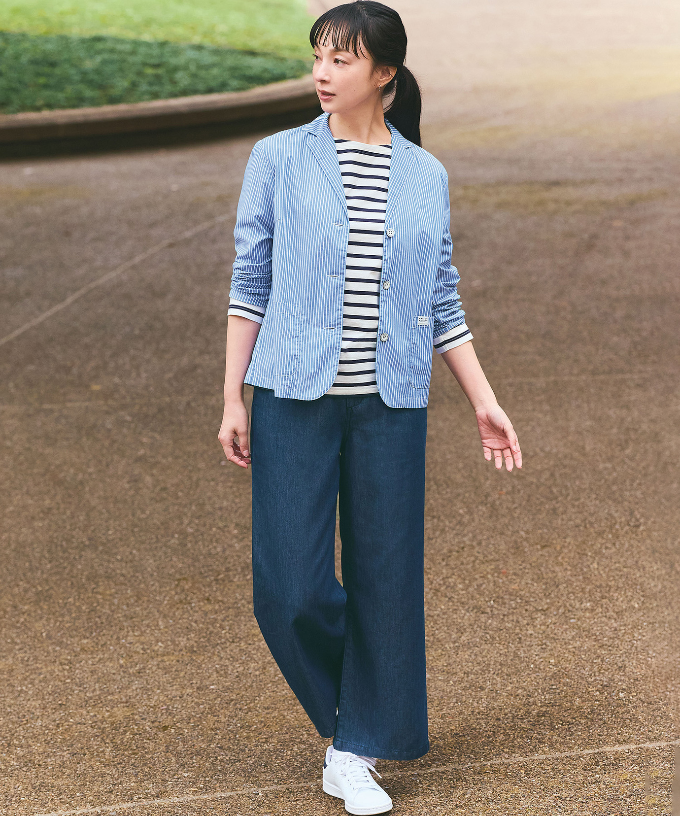 レディース ストライプ シャツ ジャケット通販 [2001-53100