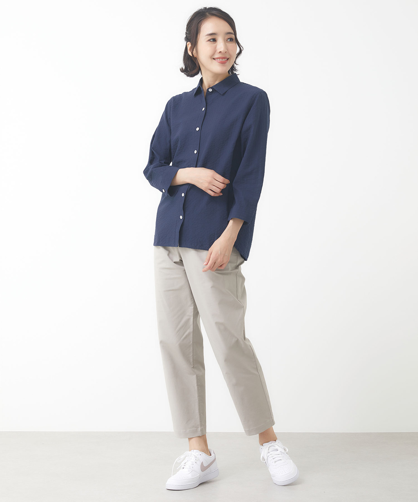 レディース スノーコットン サッカー 七分袖ブラウス【接触冷感】通販