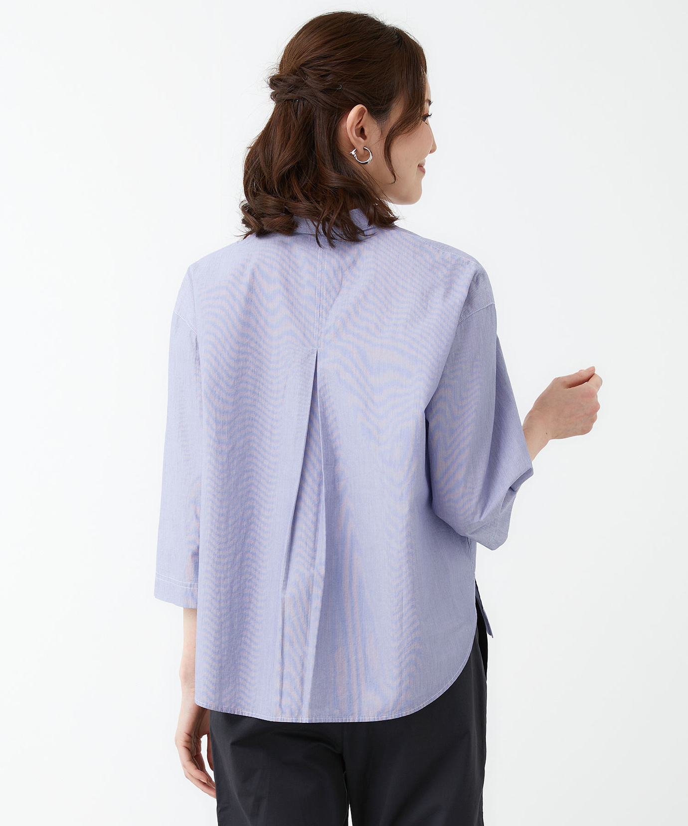 レディース スノーコットン バックタック 七分袖ブラウス【接触冷感