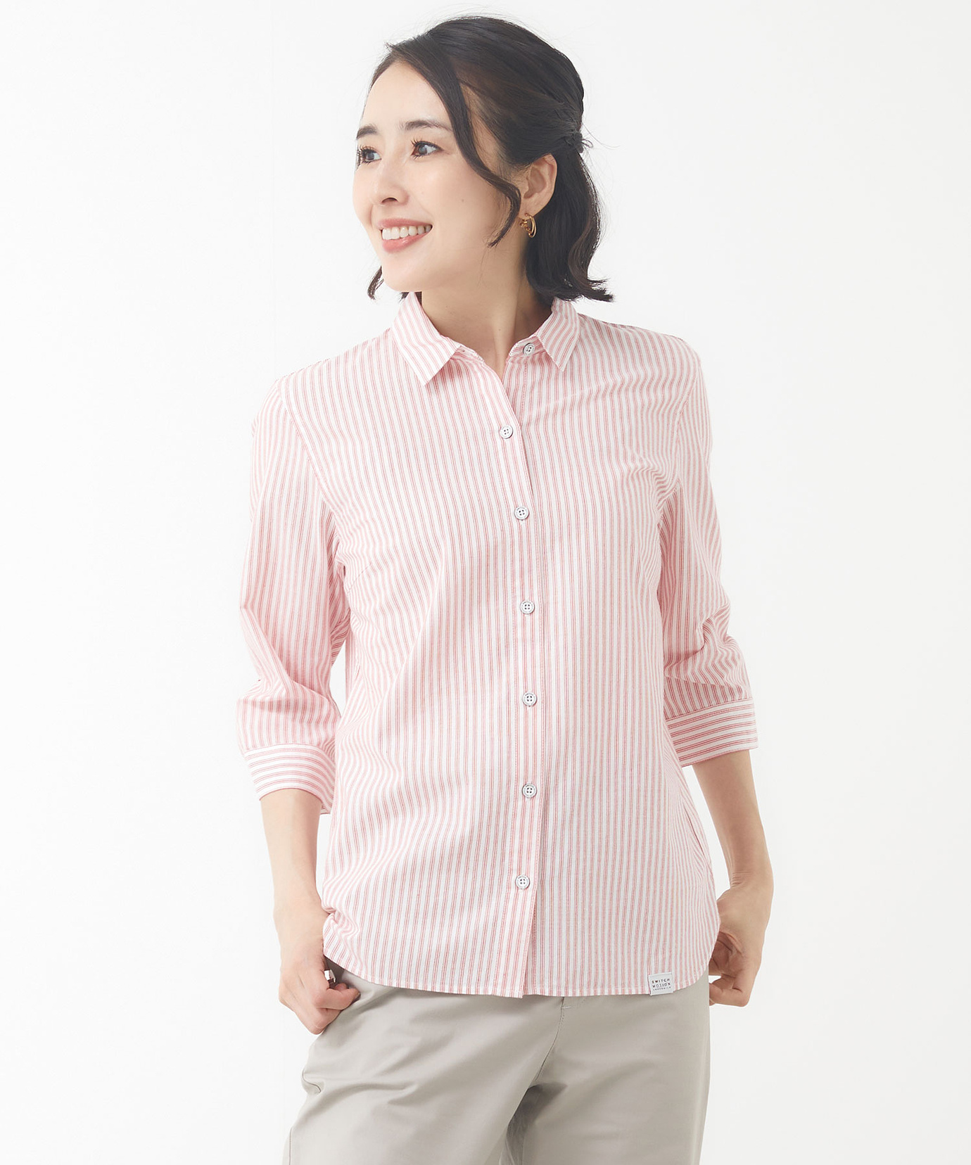 レディース ストライプ 七分袖 ブラウス通販 [2001-53105