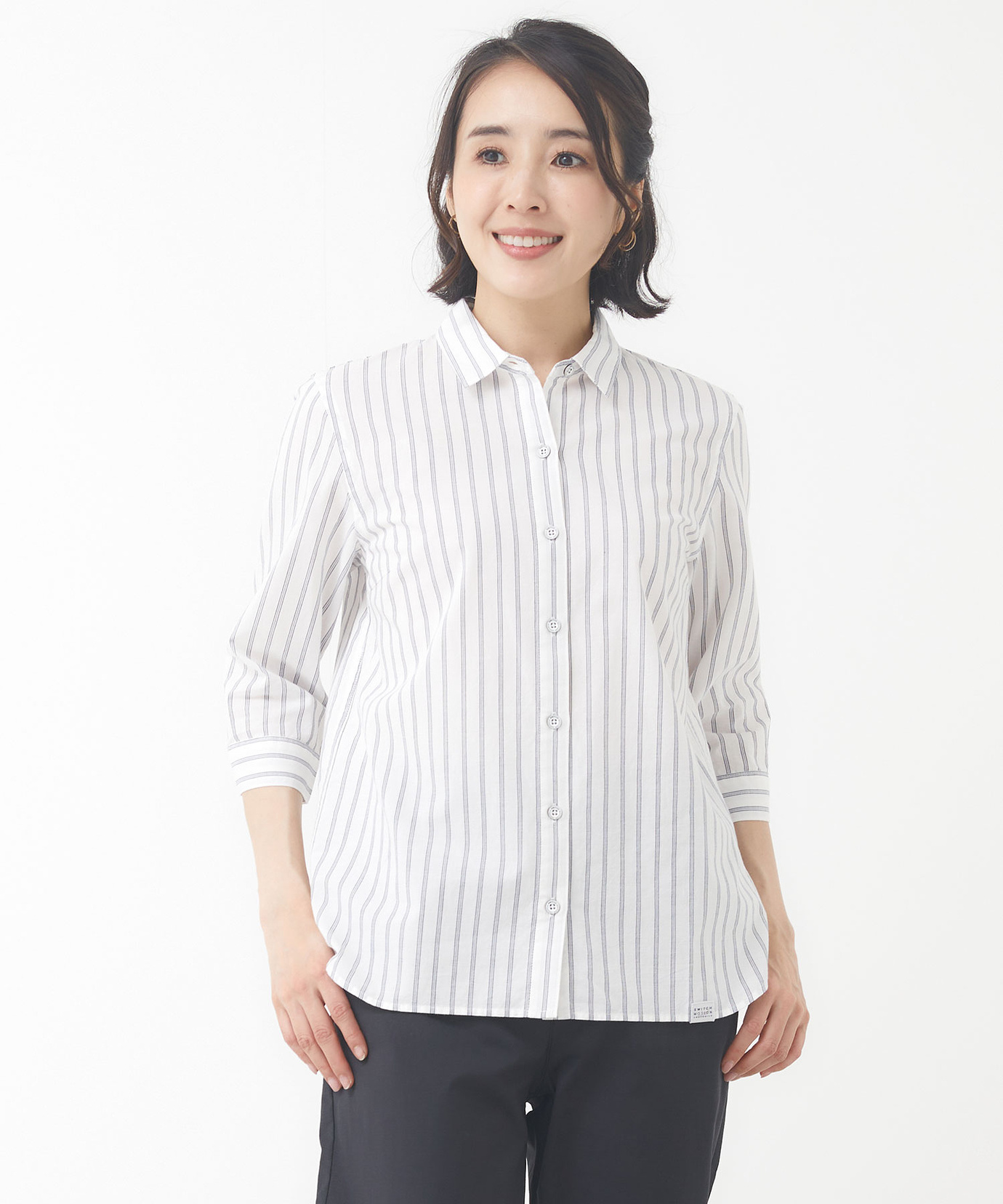 レディース ストライプ 七分袖 ブラウス通販 [2001-53105