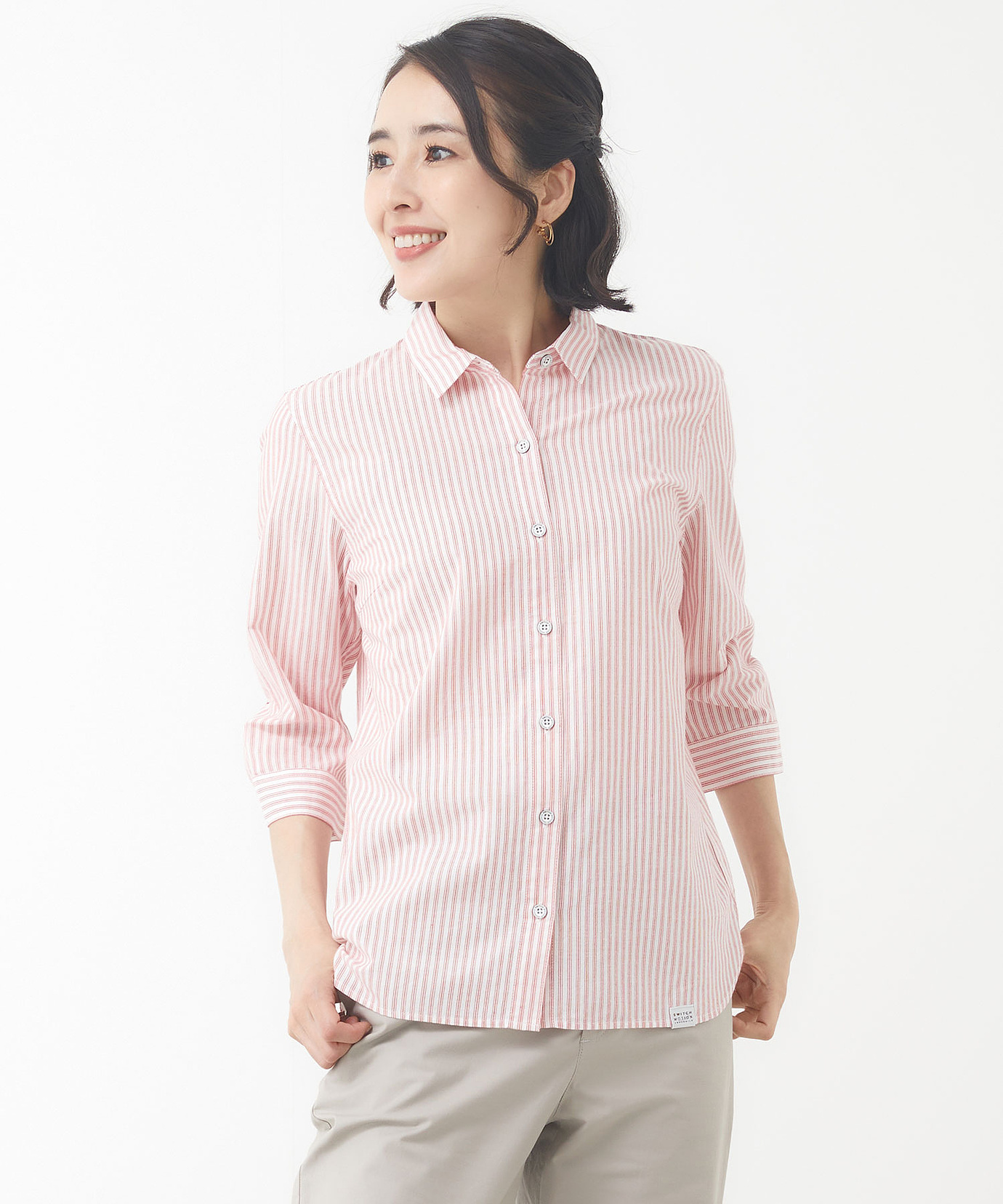 レディース ストライプ 七分袖 ブラウス通販 [2001-53105