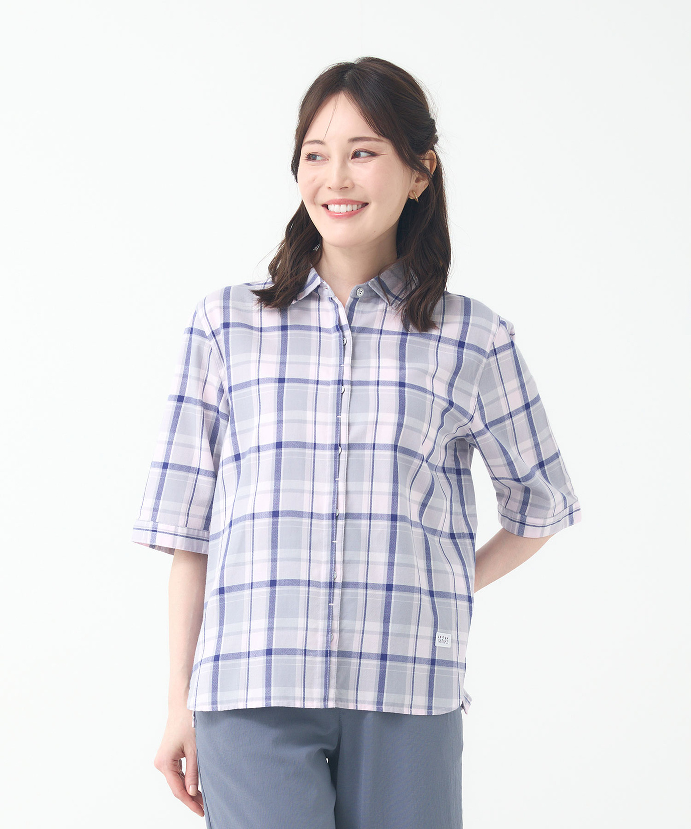 CROCODILEチェック柄シャツ　グレー　チェック レディース アムンゼン チェック柄 ブラウス通販 [2001-53107