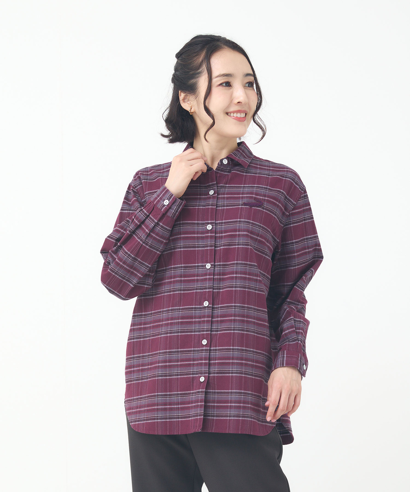 レディース 微起毛ピケ チェック柄 ブラウス通販 [2001-55107