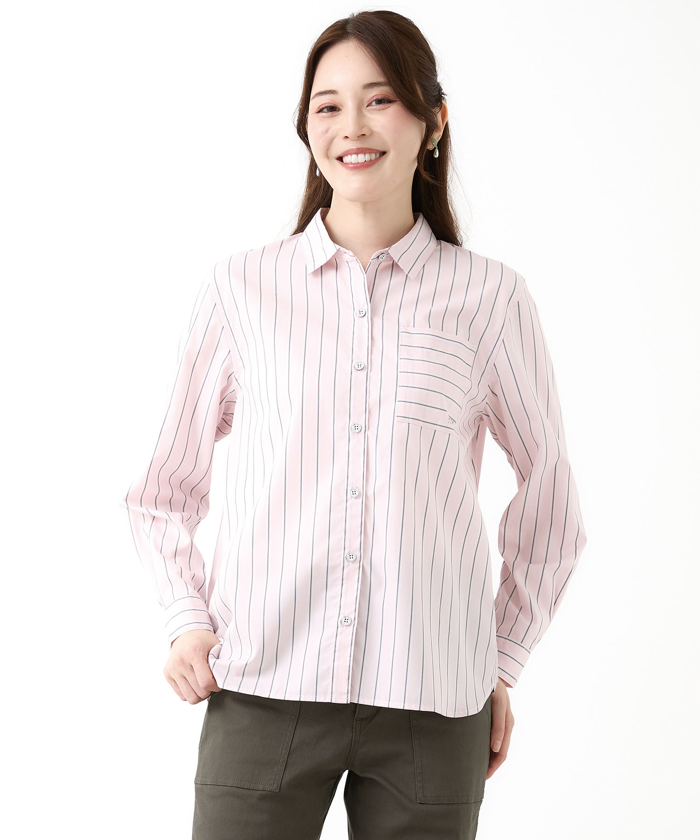 レディース コットンブロード ストライプ柄 ブラウス通販 [2001-56104