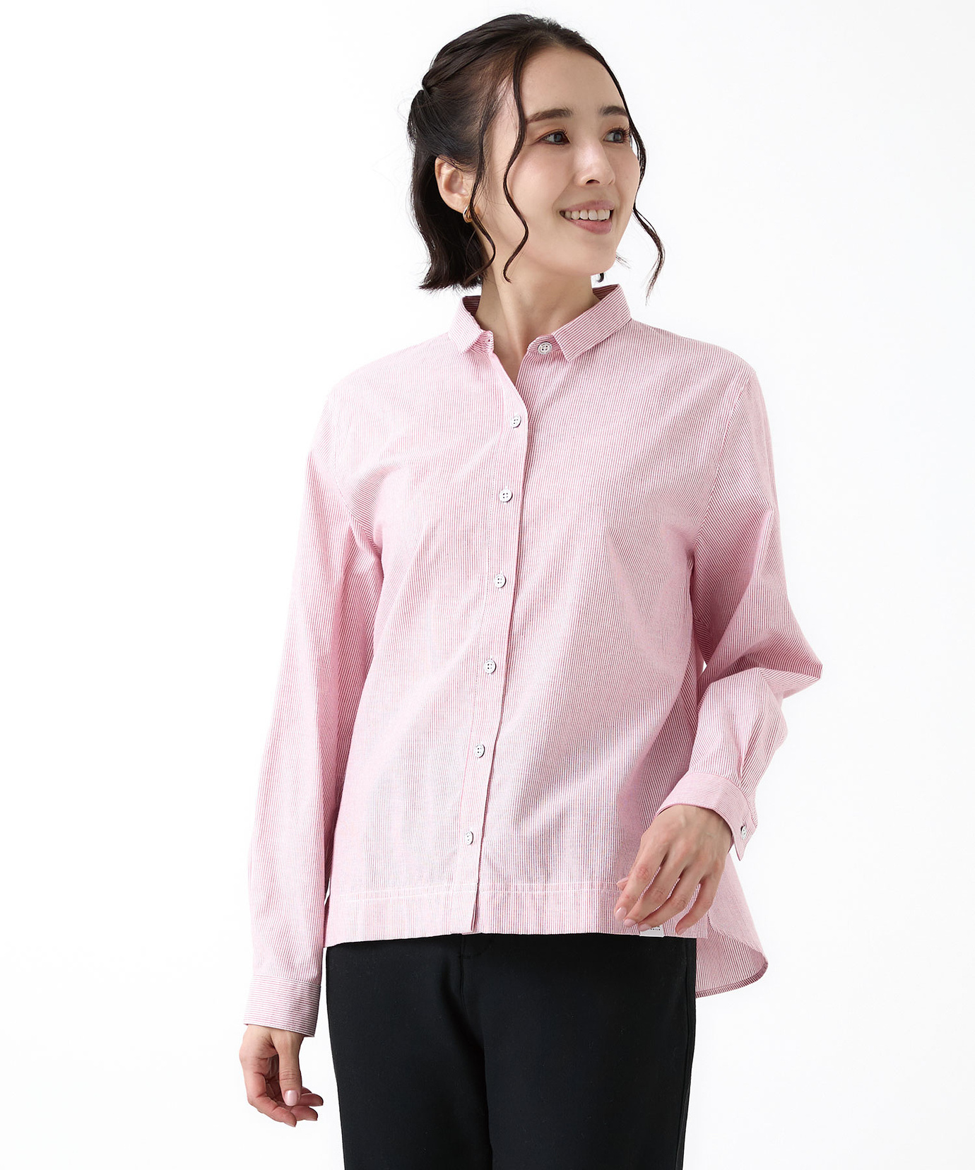 レディース ストライプ柄 微起毛 ブラウス通販 [2001-58100