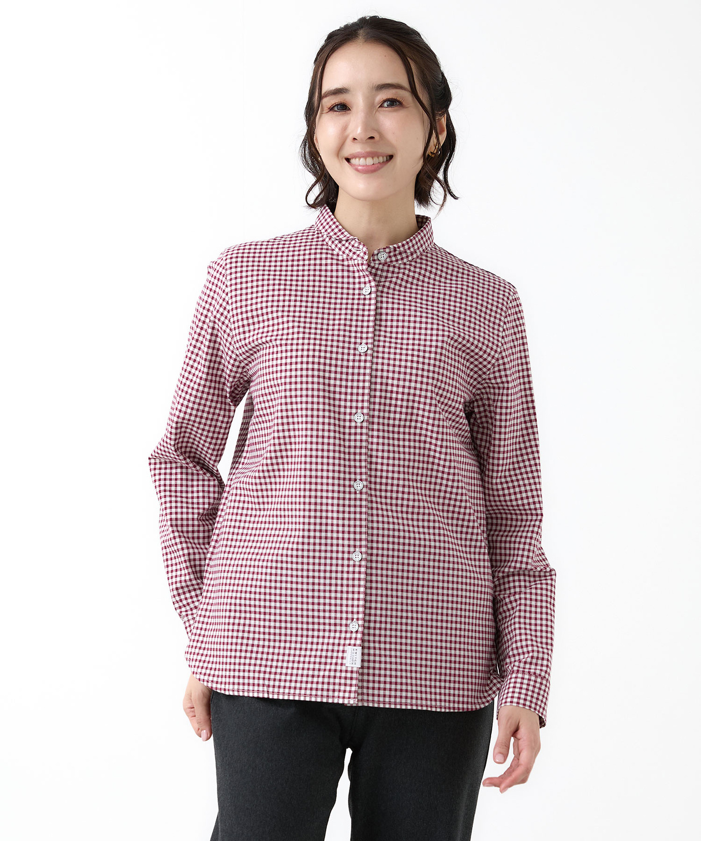 レディース ラウンドカラー ギンガムチェック柄 ブラウス通販 [2001