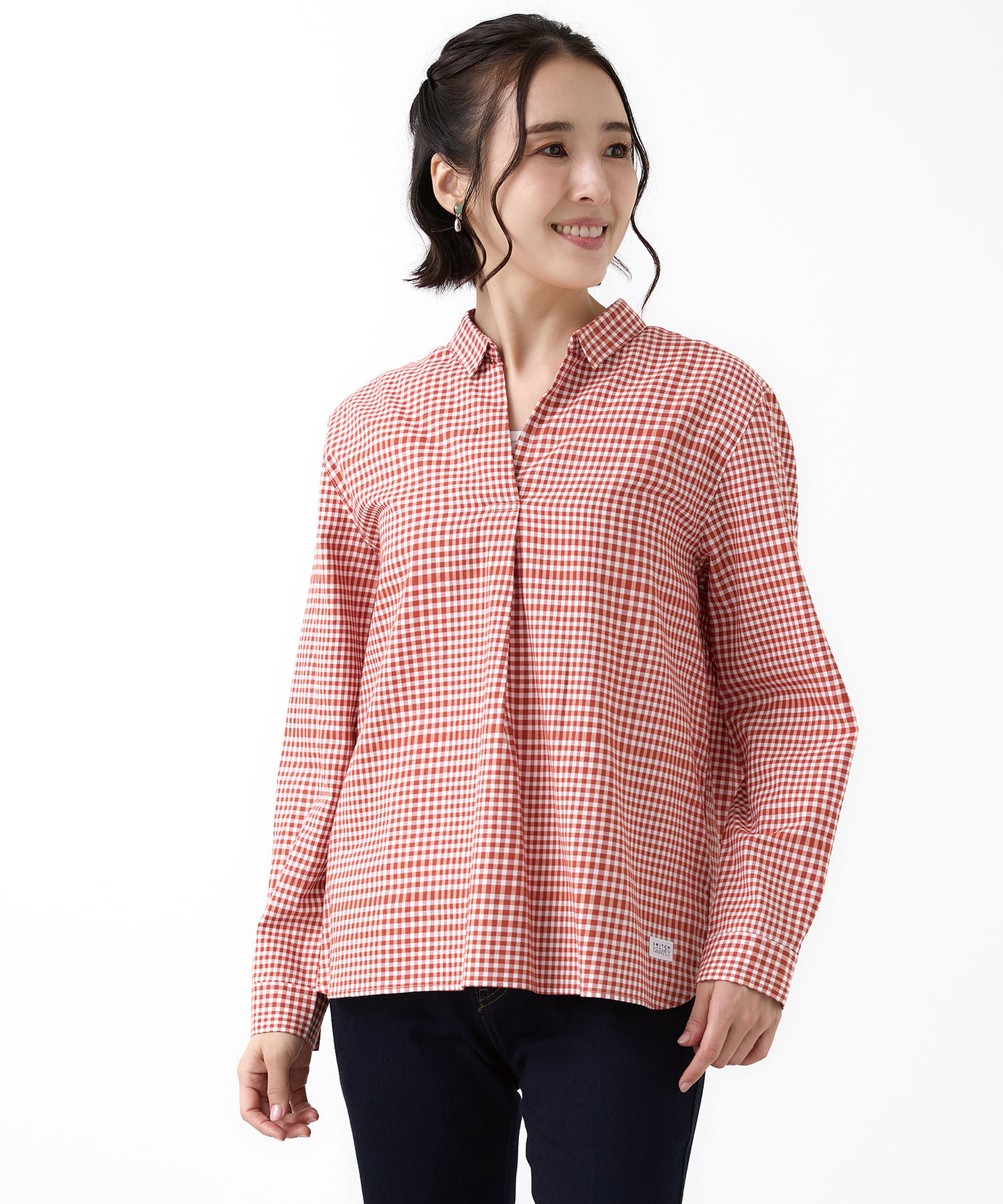 レディース 微起毛 ギンガムチェック柄 ブラウス通販 [2001-58103
