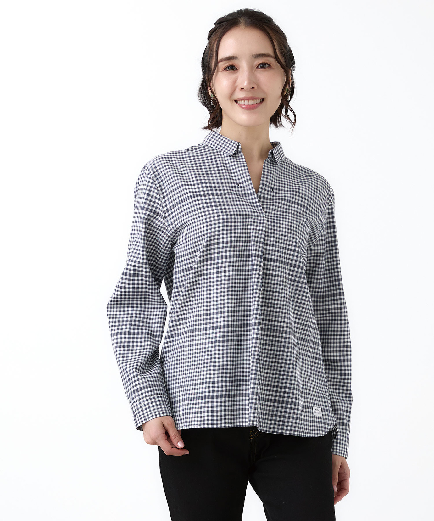 レディース 微起毛 ギンガムチェック柄 ブラウス通販 [2001-58103