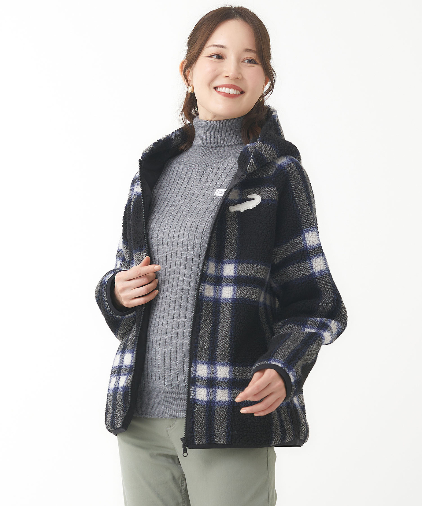 レディース チェック柄 フリース パーカ【洗濯機洗いOK】通販 [2002