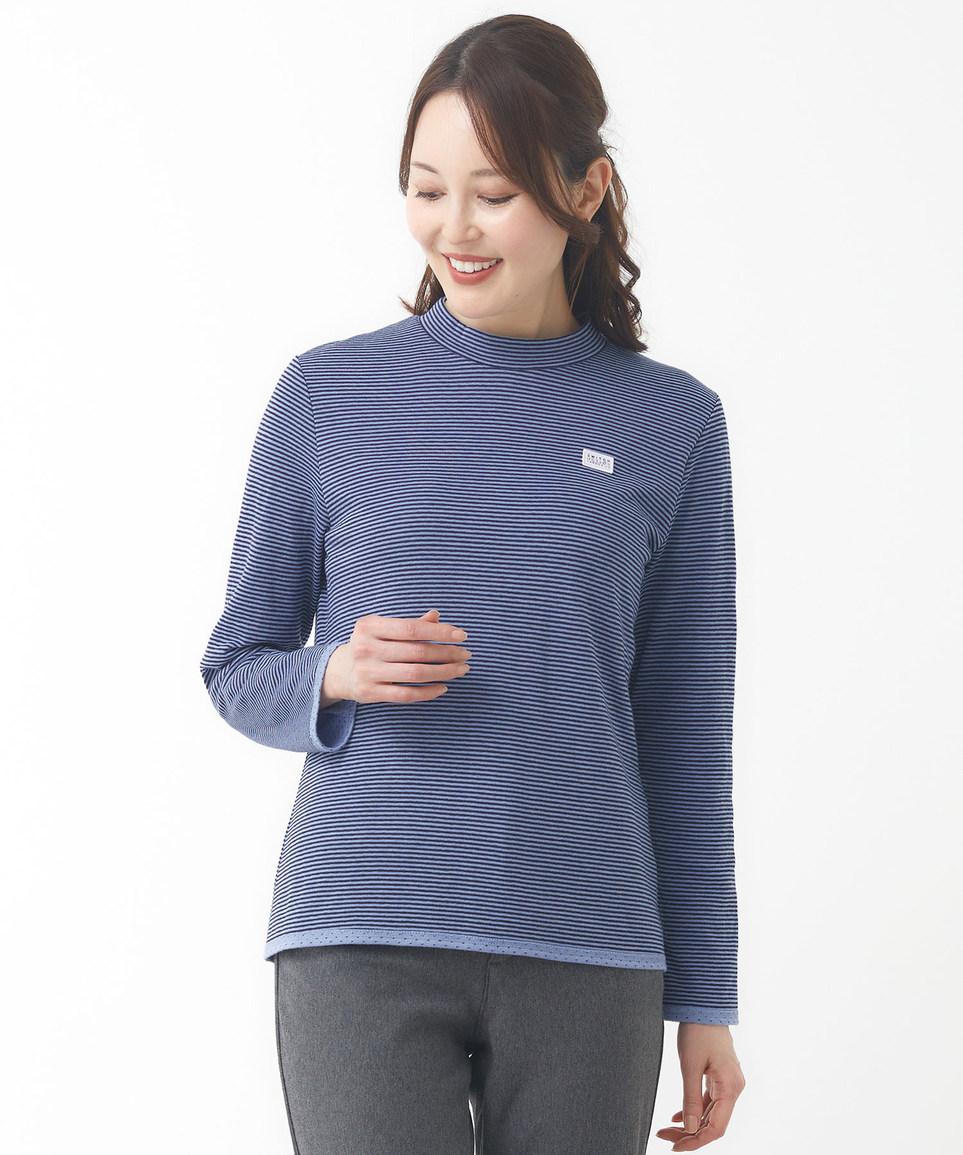 レディース ボーダー ハイネック カットソー通販 [2002-48206