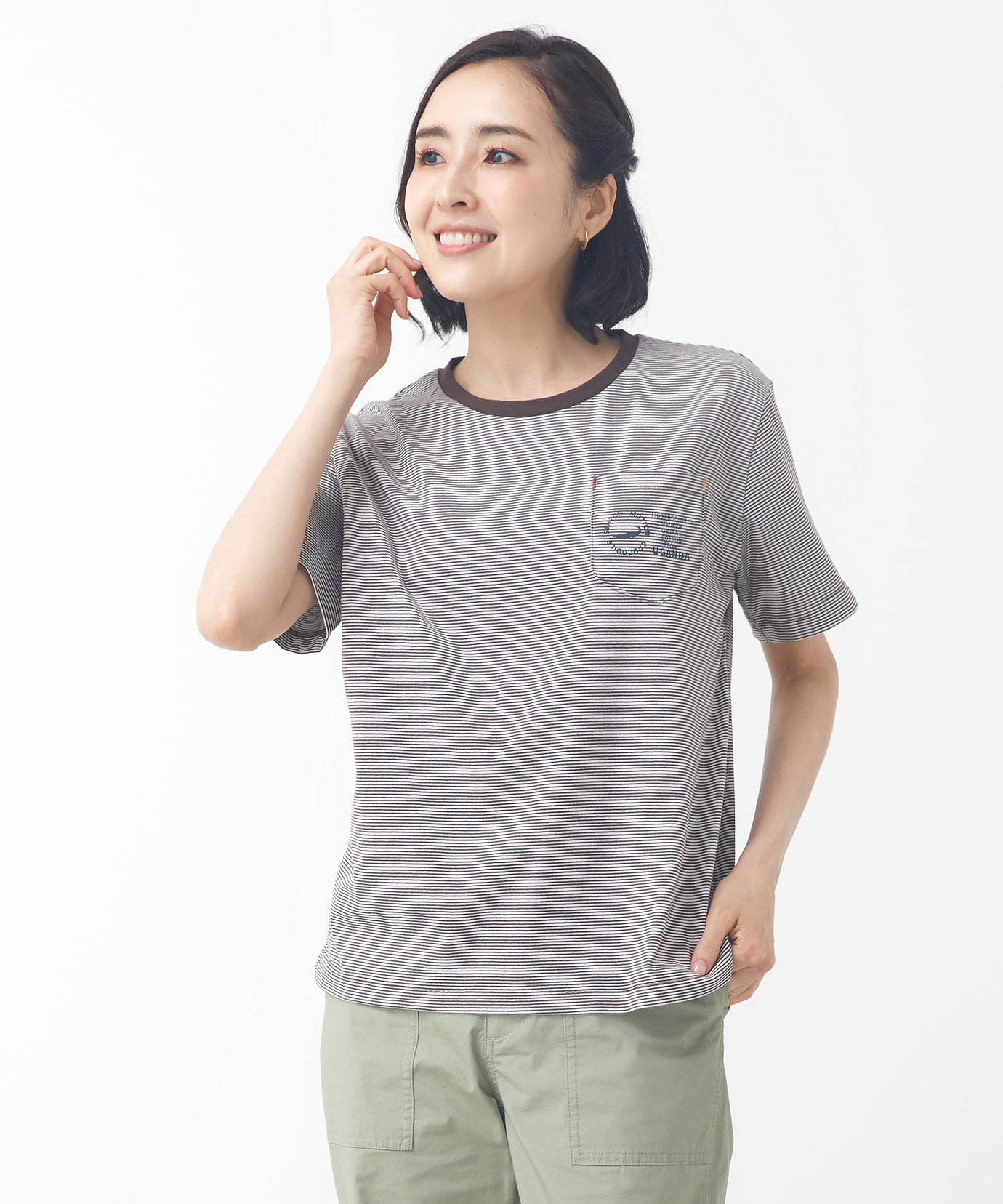 けいこ レディース クルーネック プリント Tシャツ【ウガンダオーガニック