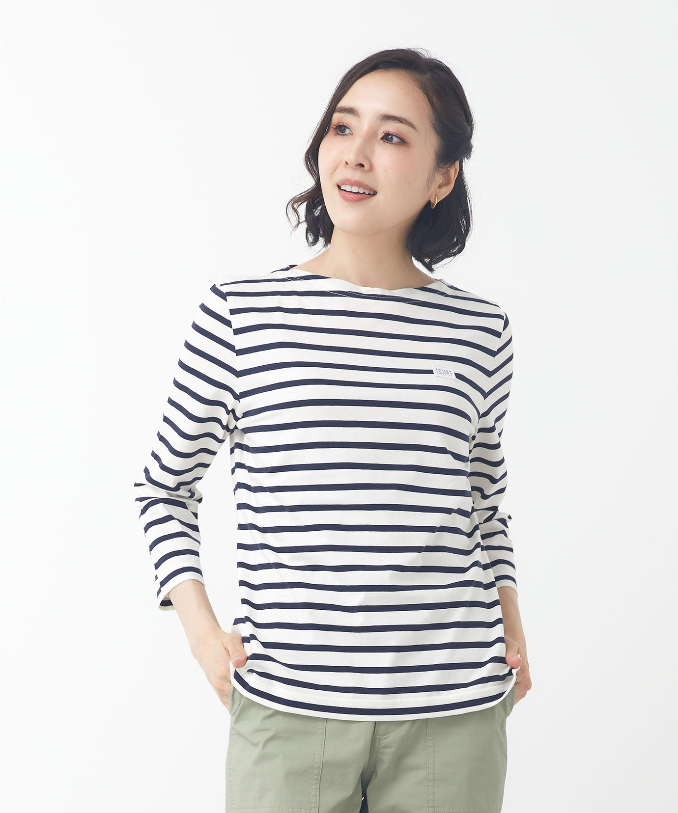 レディース スノーコットン ボーダー 七分袖Tシャツ【接触冷感】通販