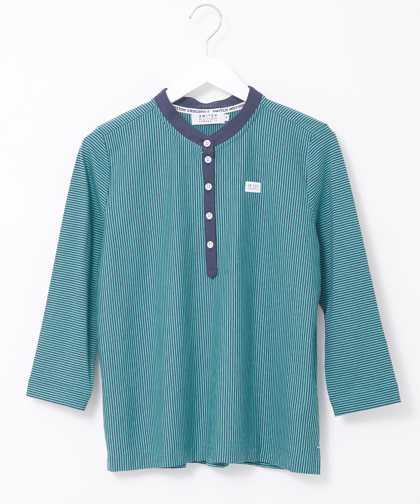 レディース スノーコットン バンドカラー 七分袖Tシャツ【接触冷感